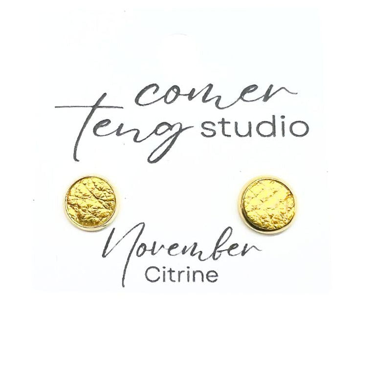 Birth Month Leather Stud Earrings