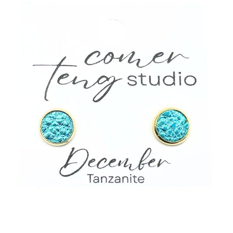 Birth Month Leather Stud Earrings