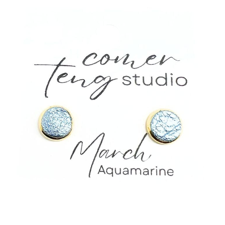 Birth Month Leather Stud Earrings