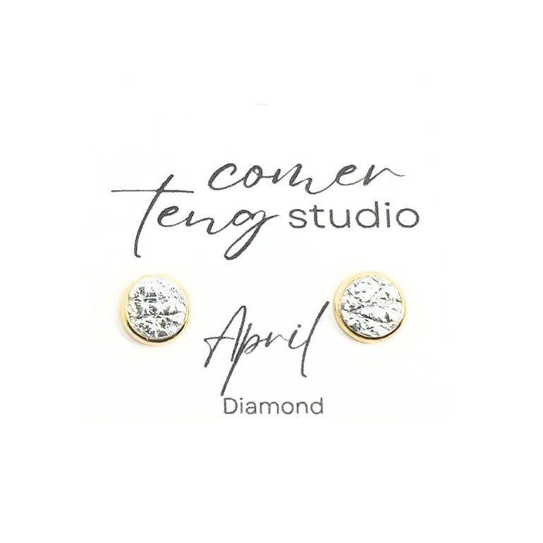 Birth Month Leather Stud Earrings