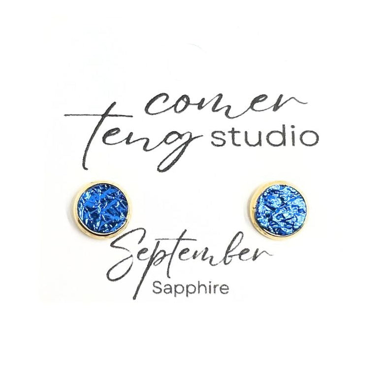 Birth Month Leather Stud Earrings