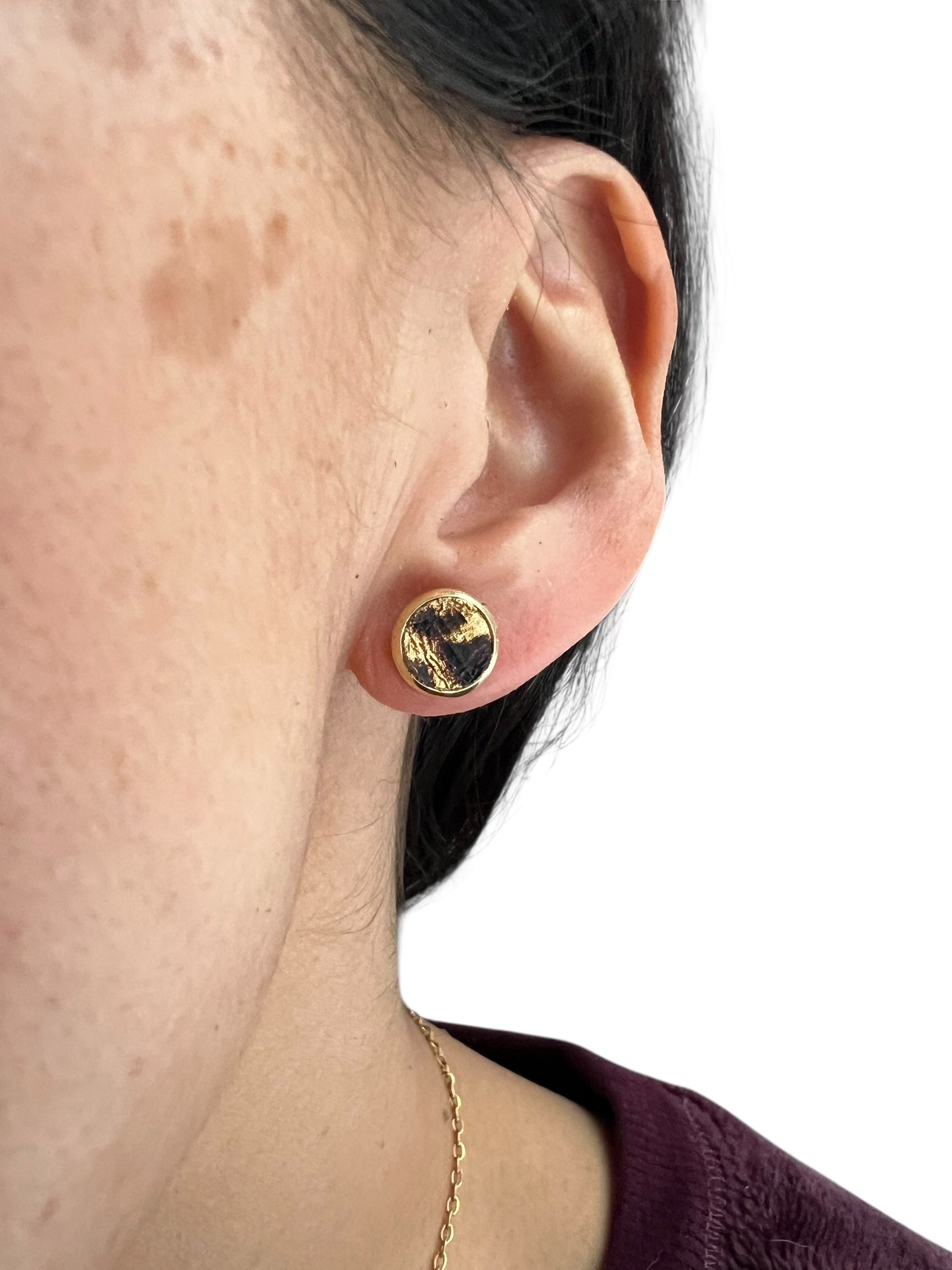 Animal Print Leather Stud Earrings