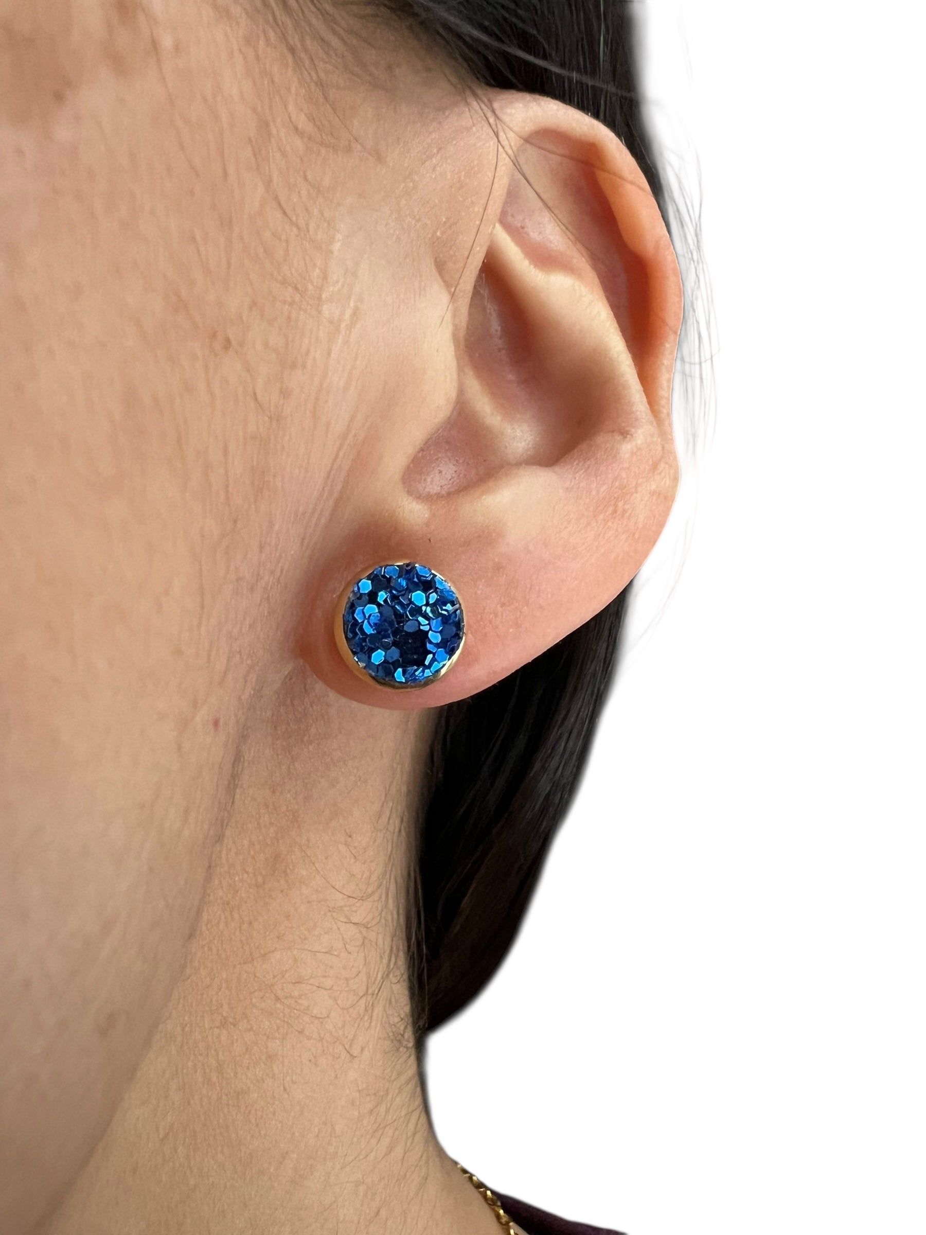 Blue Sparkle Stud Earrings