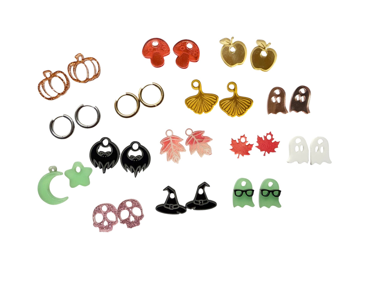 Fall + Halloween Charm Starter Set-One Pair of Hoops + Two Pairs of Charms