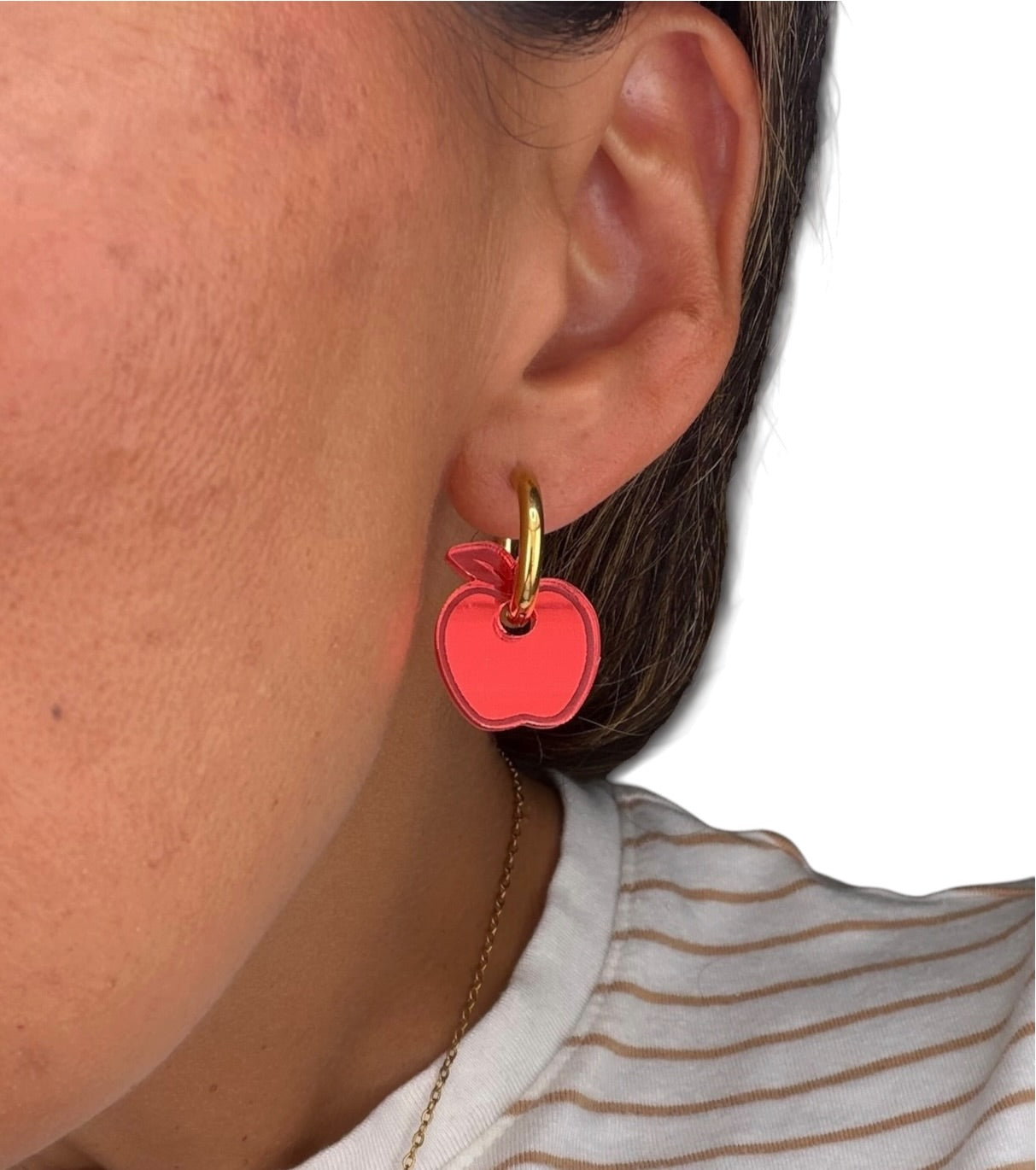 Apple Charm Hoop Earrings