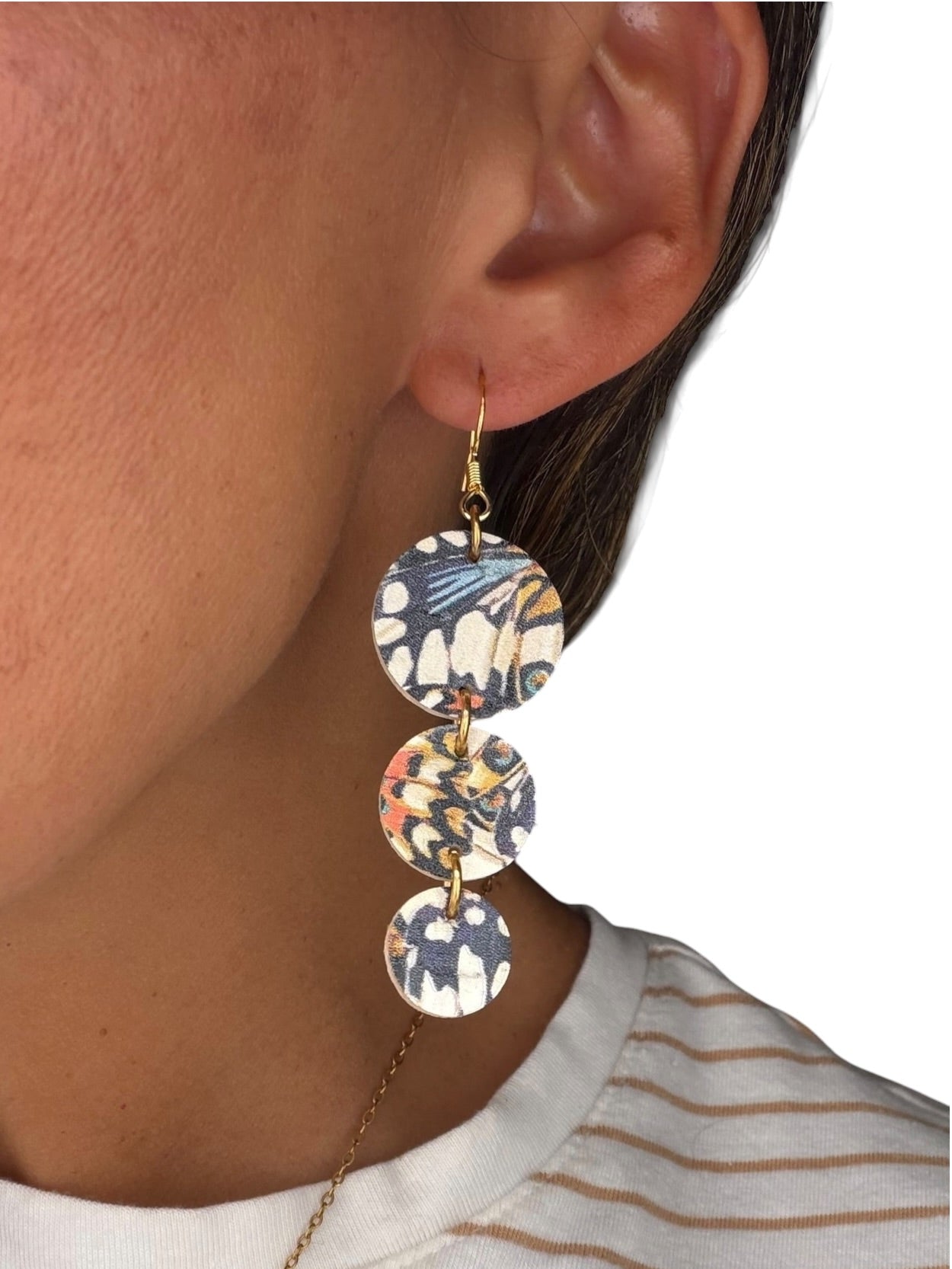Butterfly Wing Cork Trio Earrings