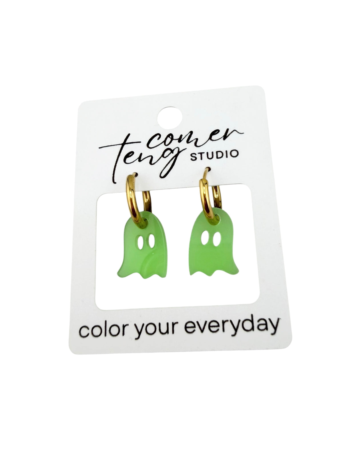 Glow-in-the-Dark Ghost Charm Hoop Earrings