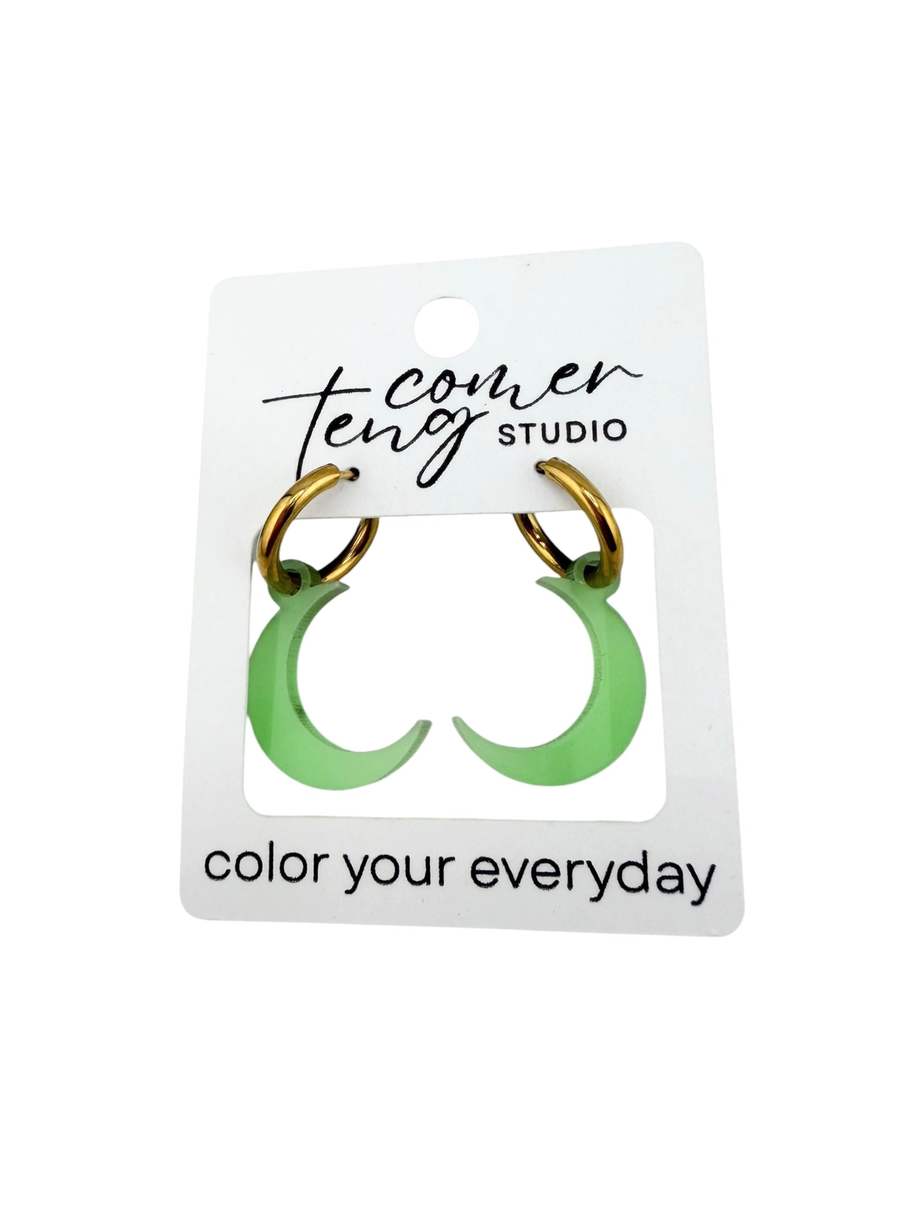 Glow-in-the-Dark Moon Charm Hoop Earrings