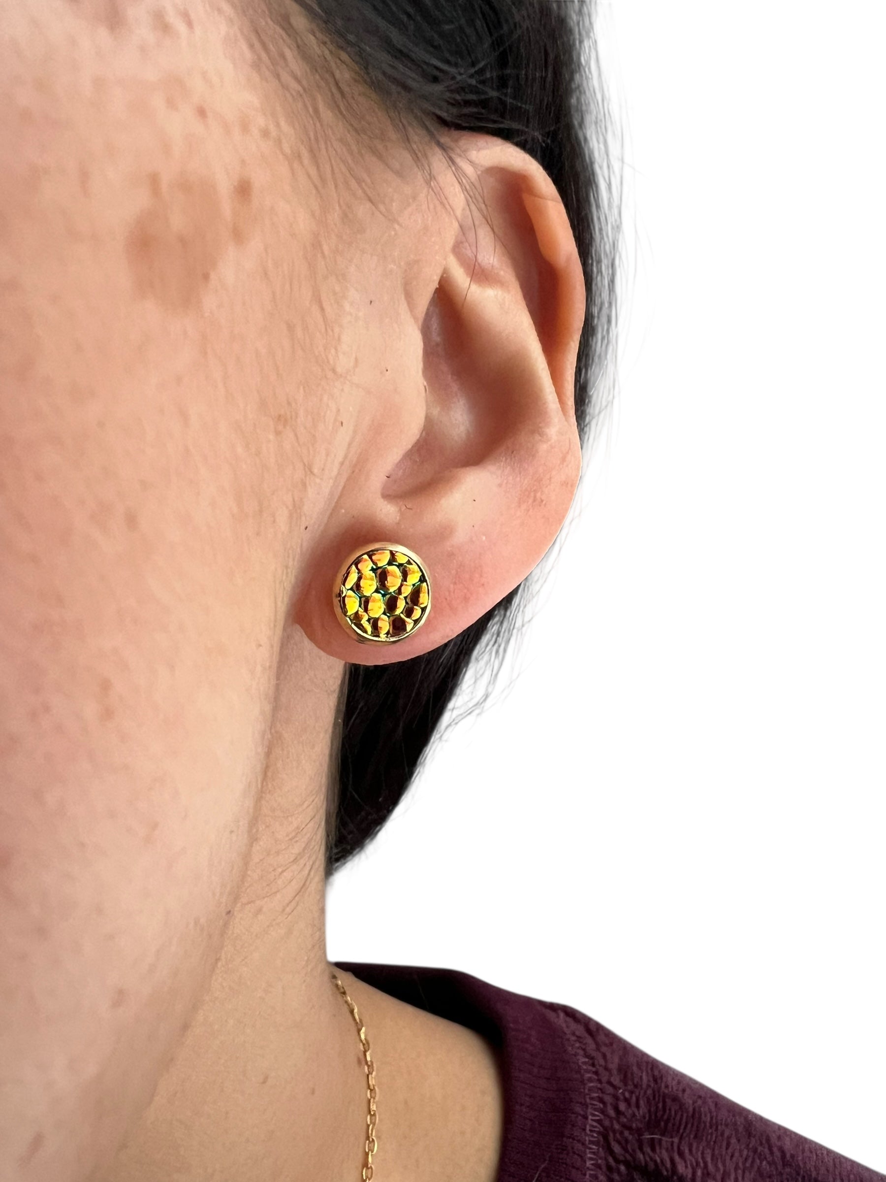 Gold Bubble Stud Earrings