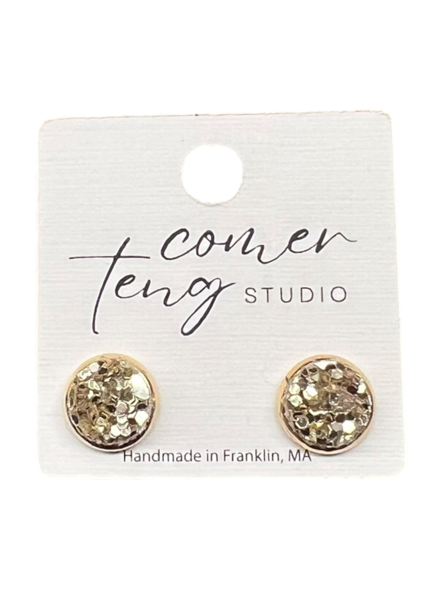 Gold Sparkle Stud Earrings