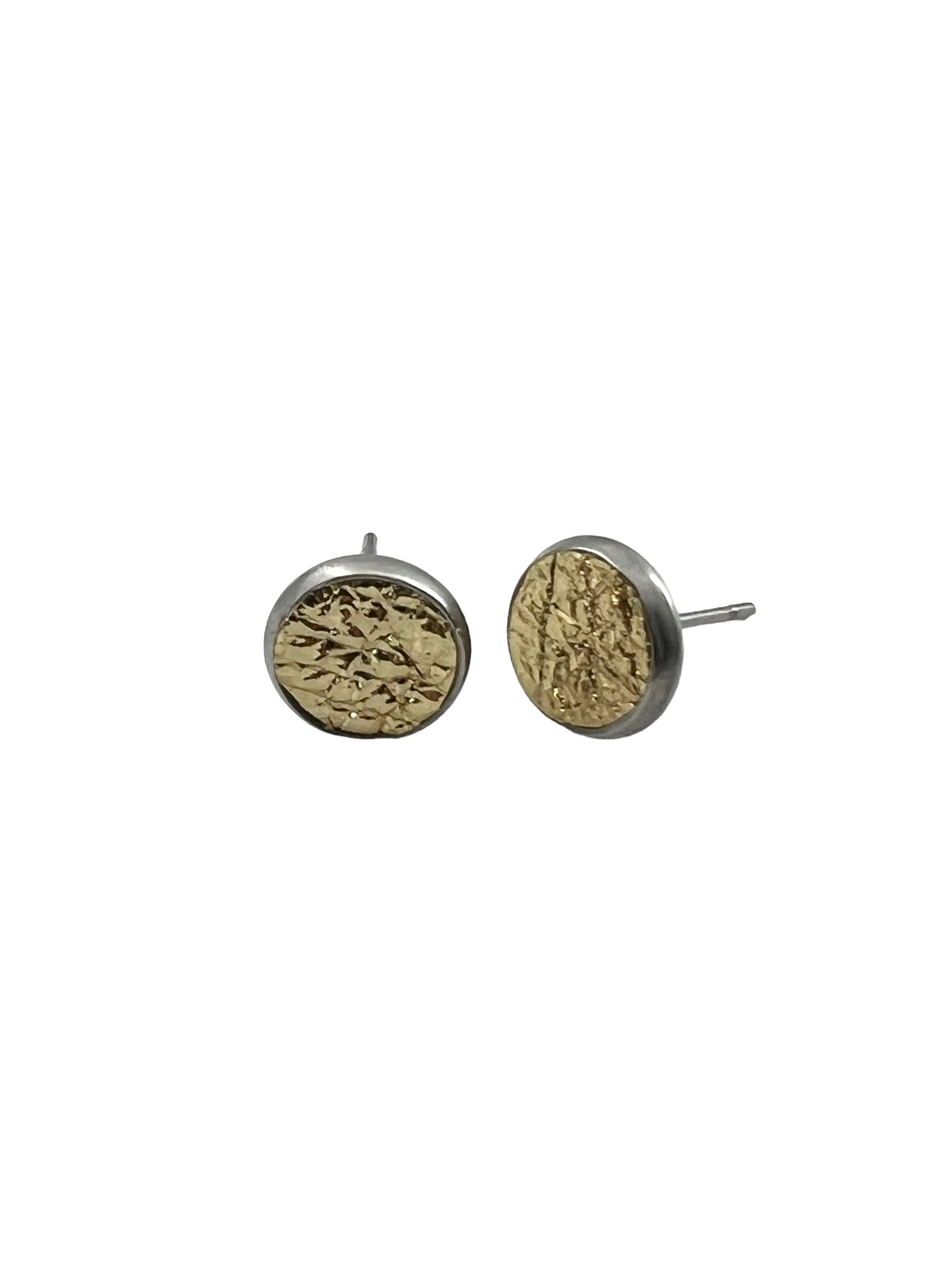 Small Surgical Stainless and Leather Stud Earrings
