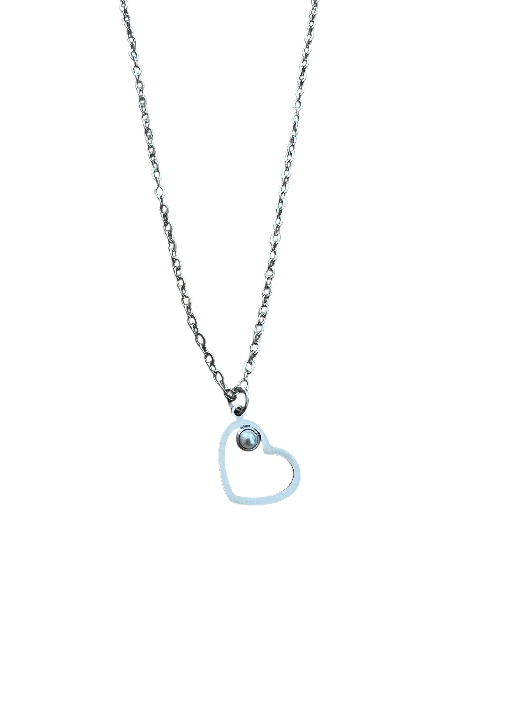 Necklace with a heart-shaped pendant on a white background