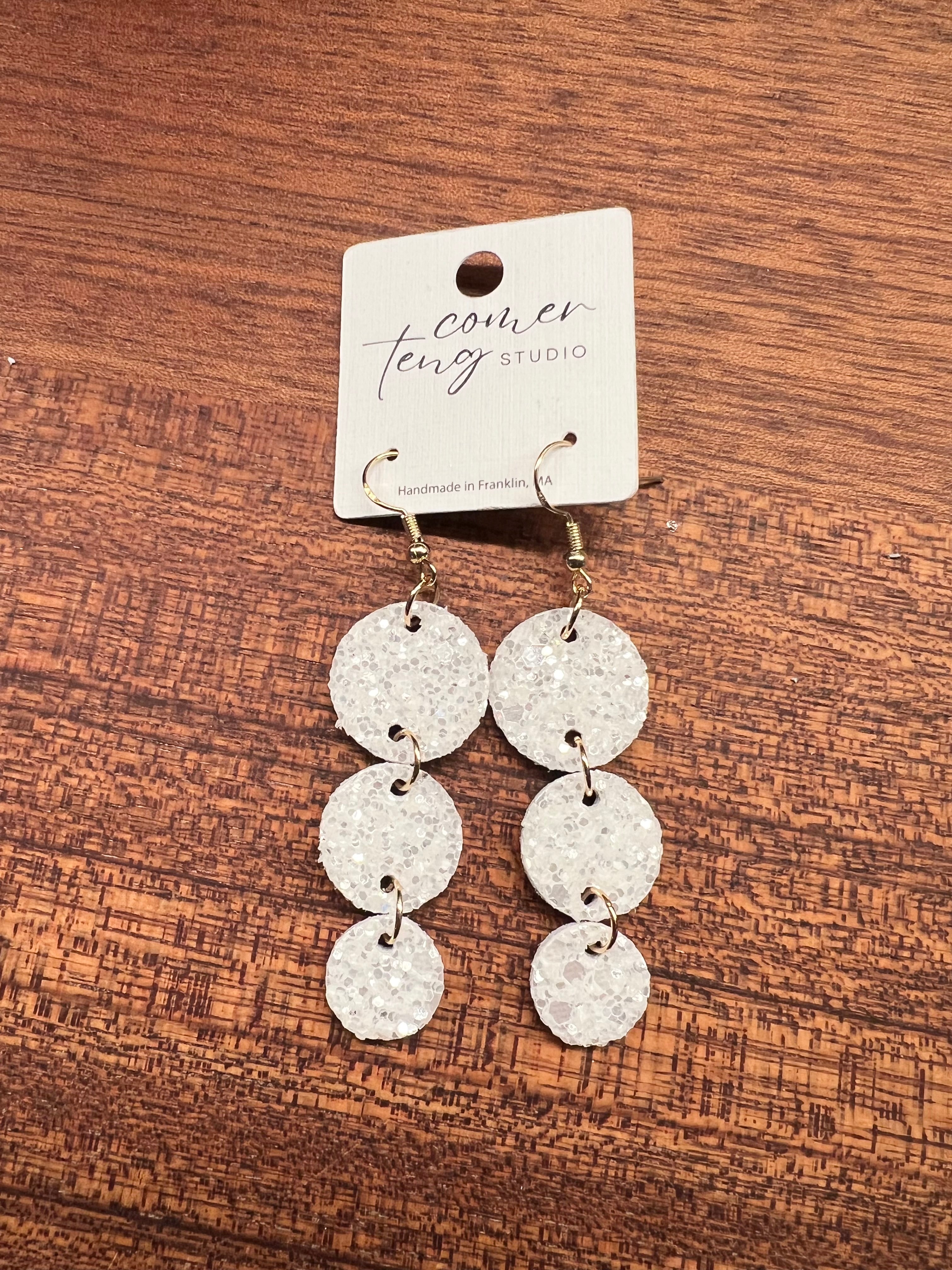 White Sparkle Trio Earrings