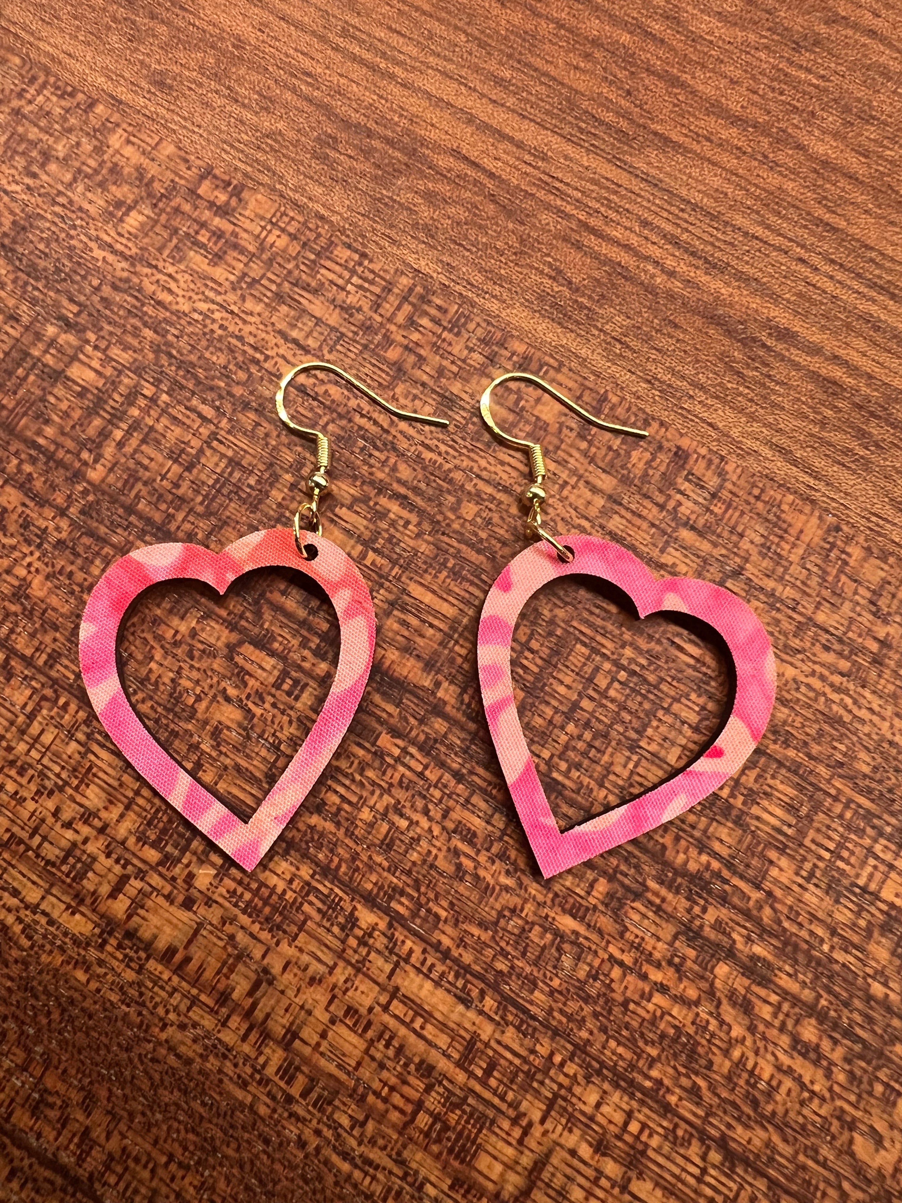 Upcycled Outlined Heart Earrings