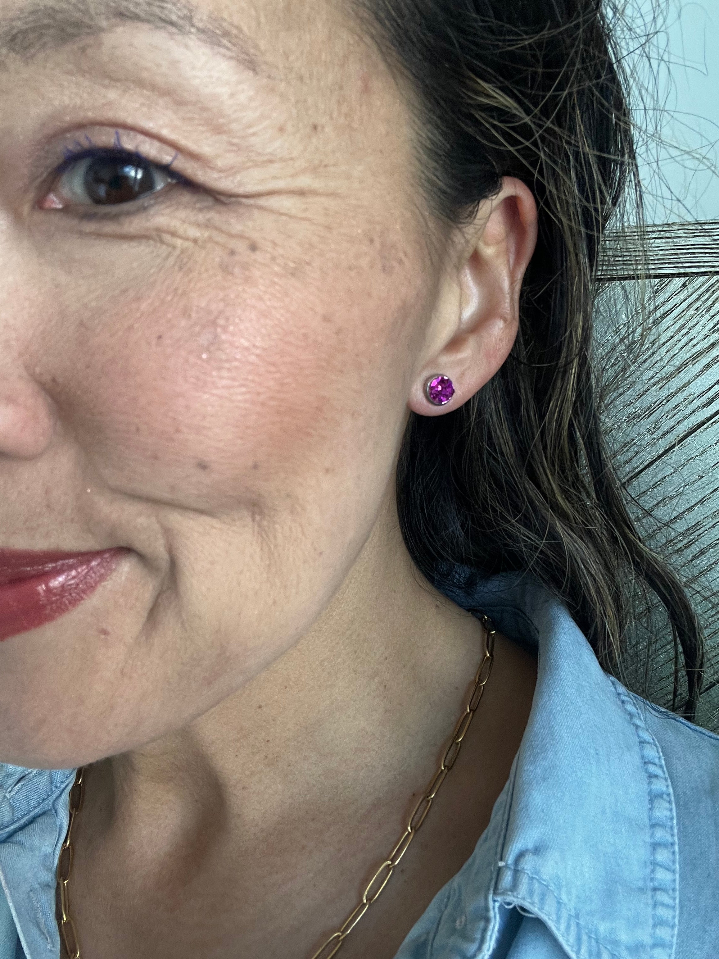Pink Sparkle Mini Stud Earrings