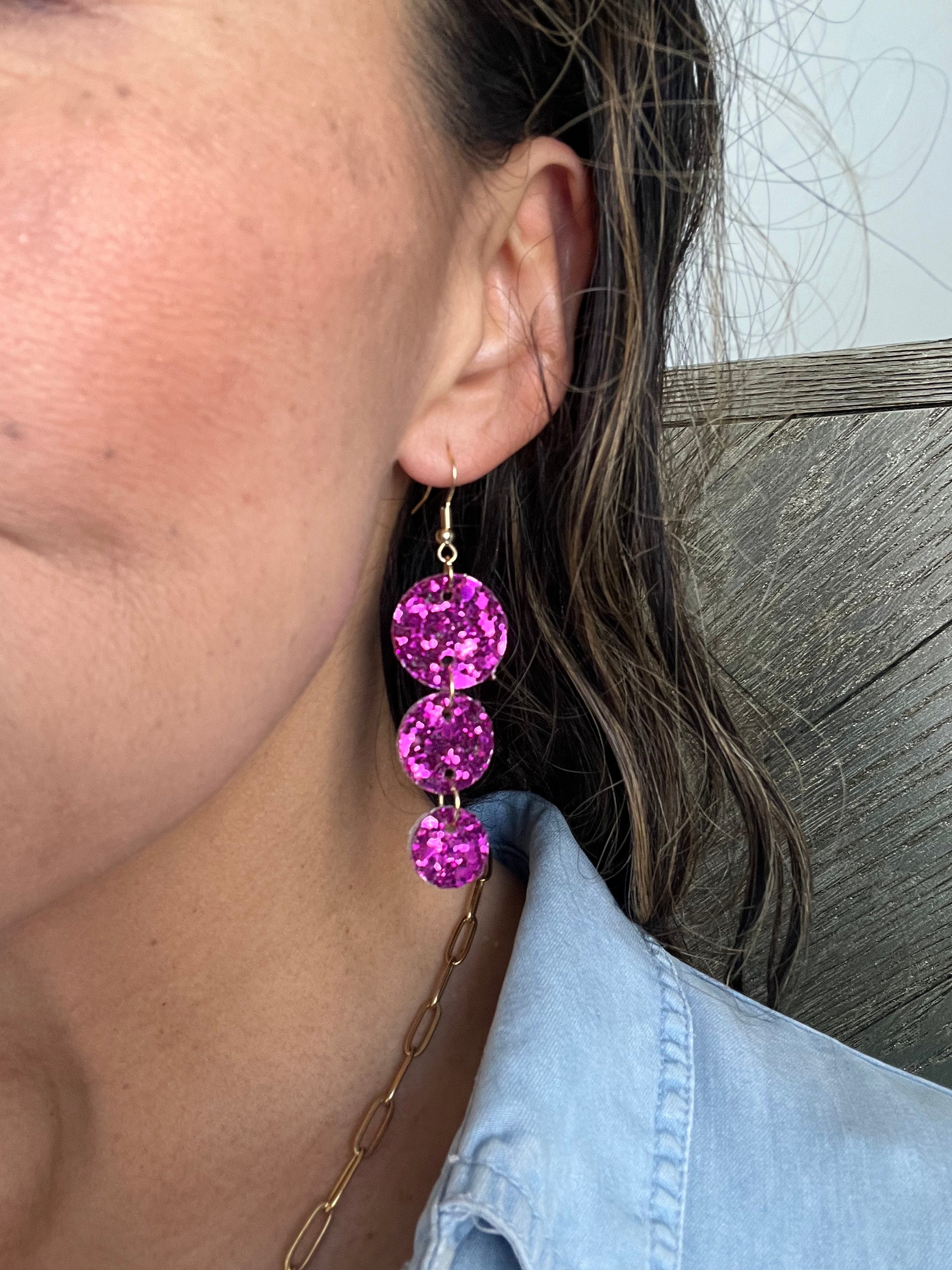 Pink Sparkle Trio Earrings