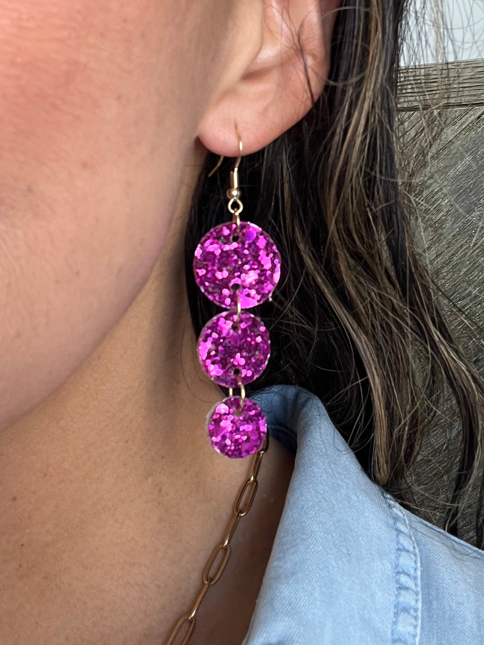 Pink Sparkle Trio Earrings