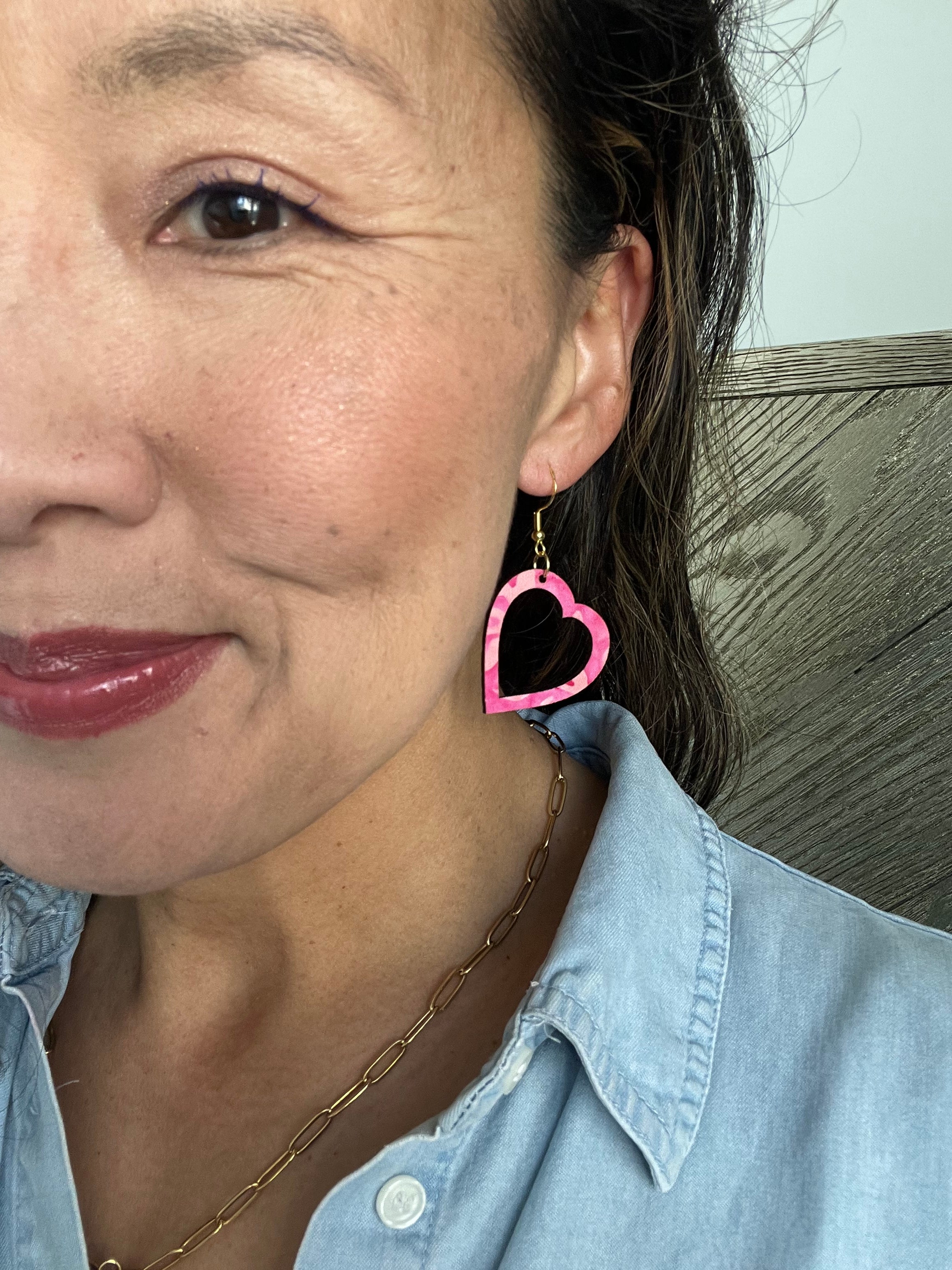 Upcycled Outlined Heart Earrings