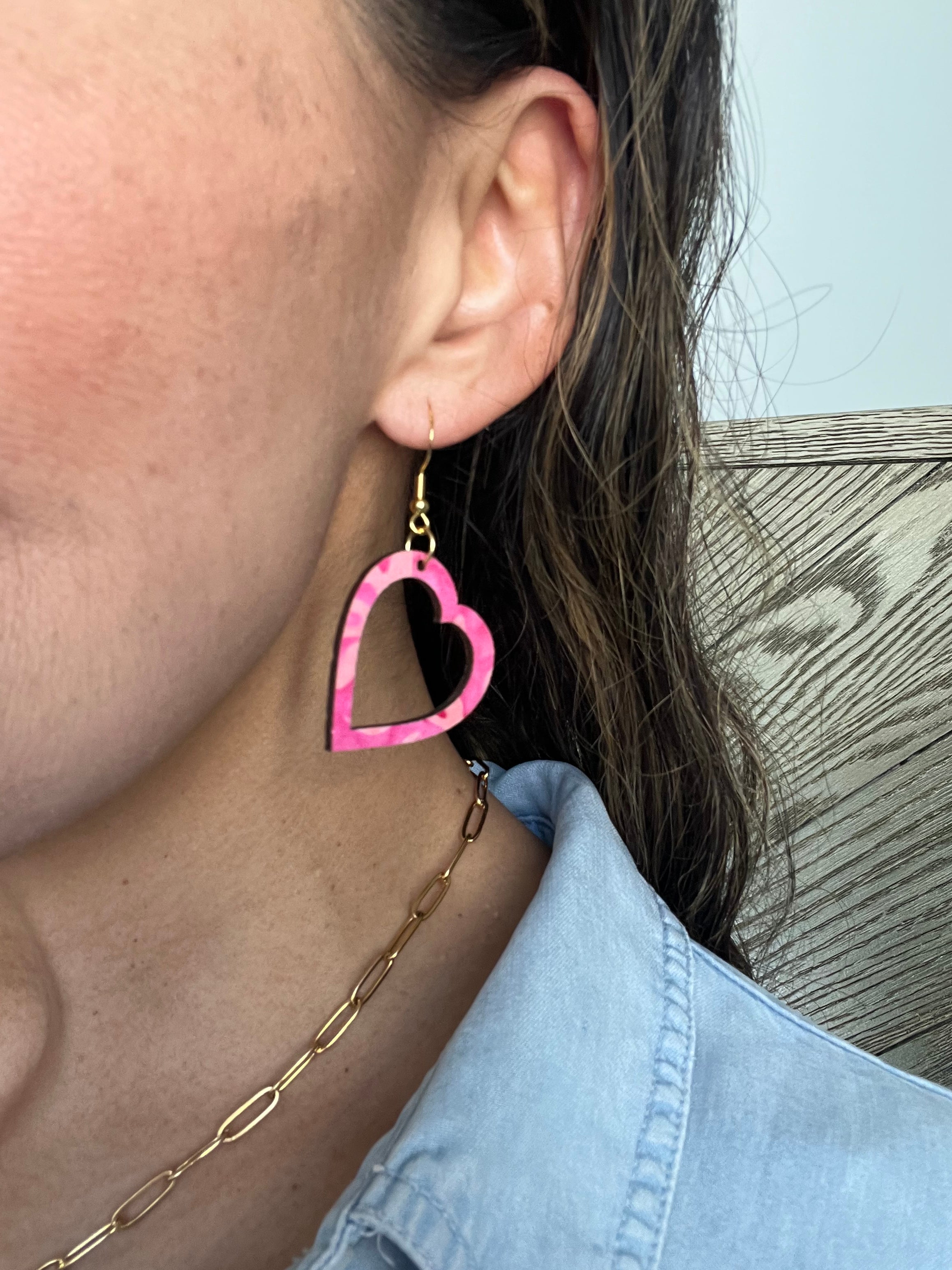 Upcycled Outlined Heart Earrings