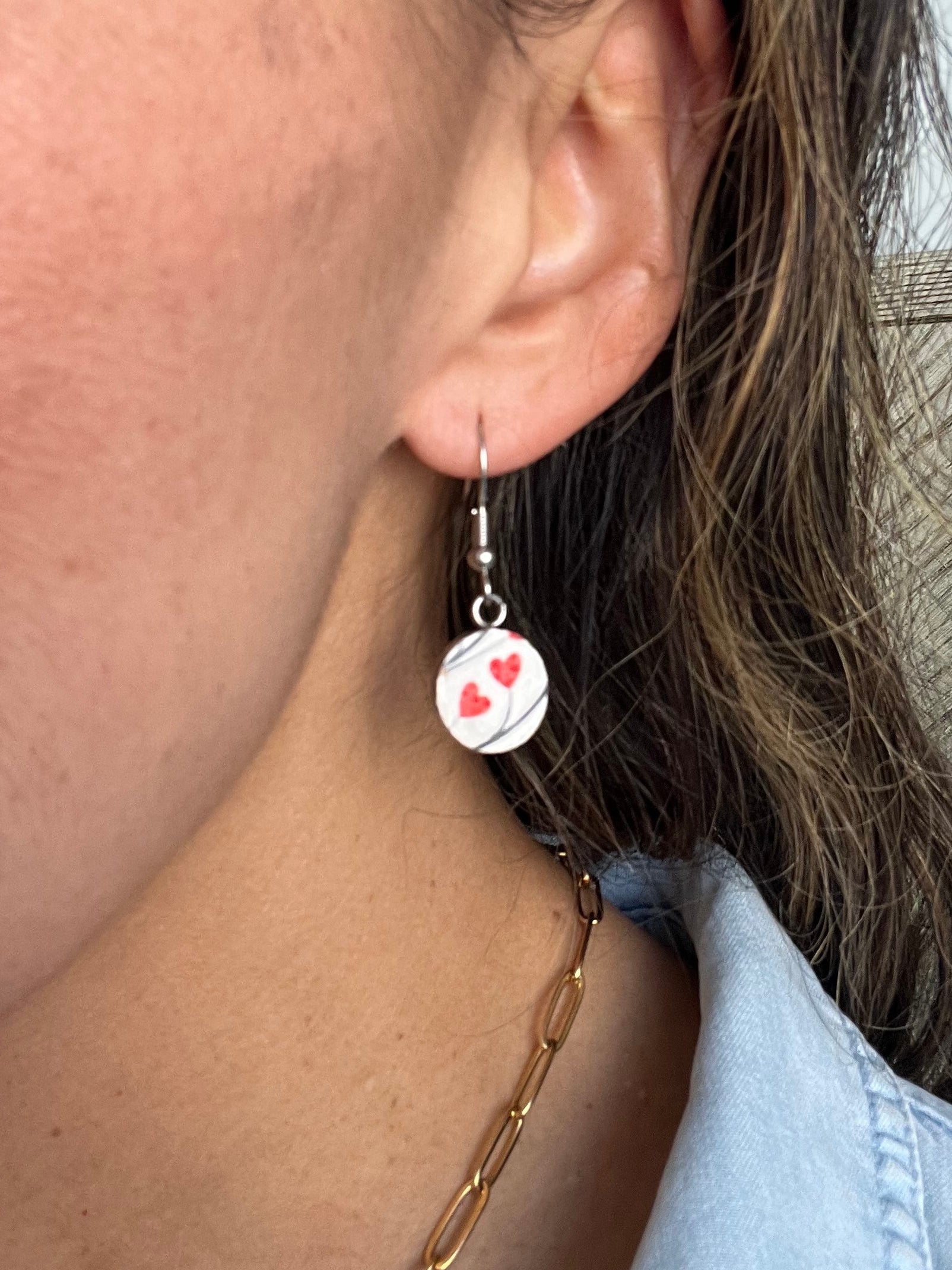 Mini Lantern Heart Tree Cork Earrings