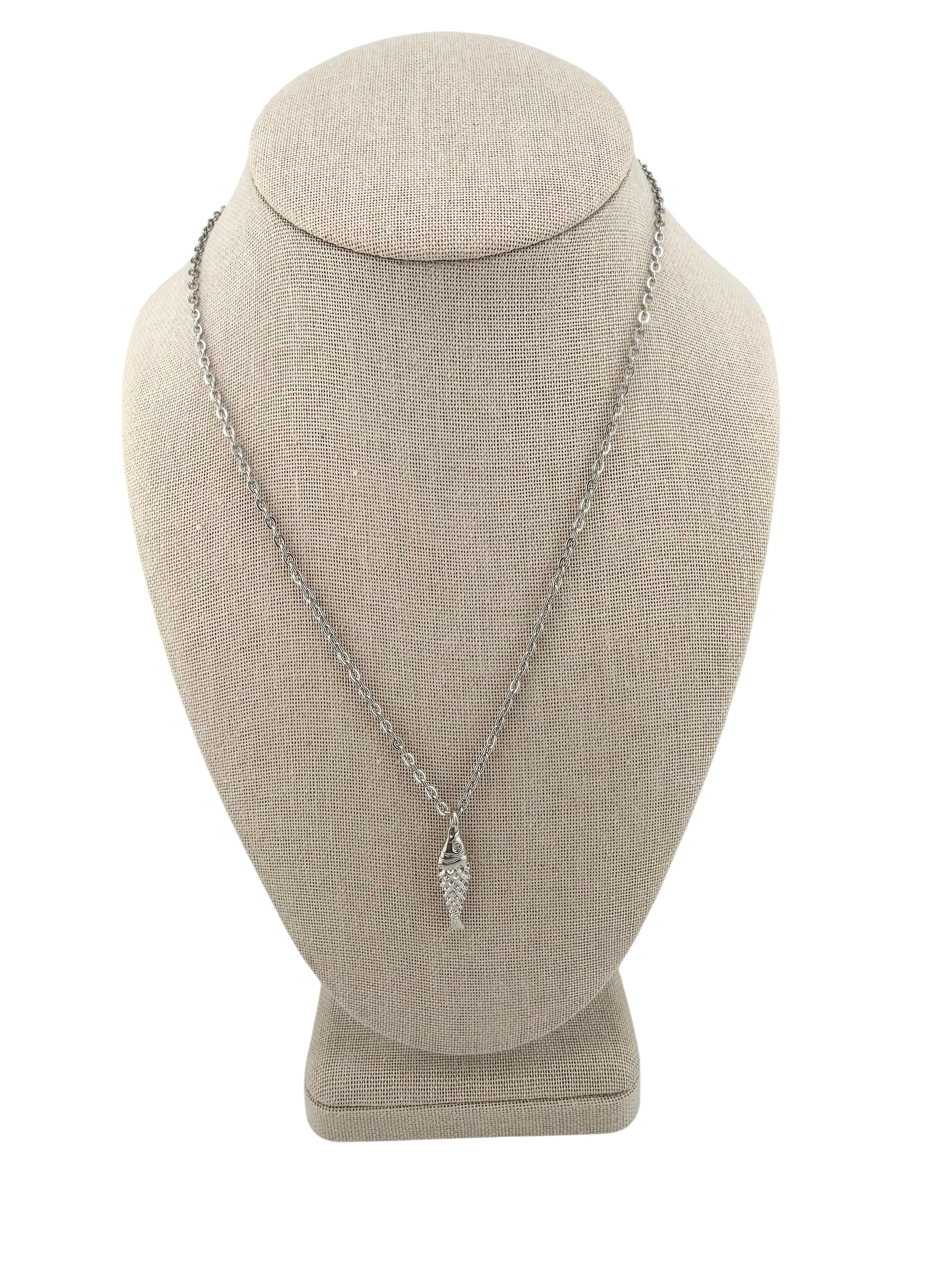 Silver Fish Pendant Necklace