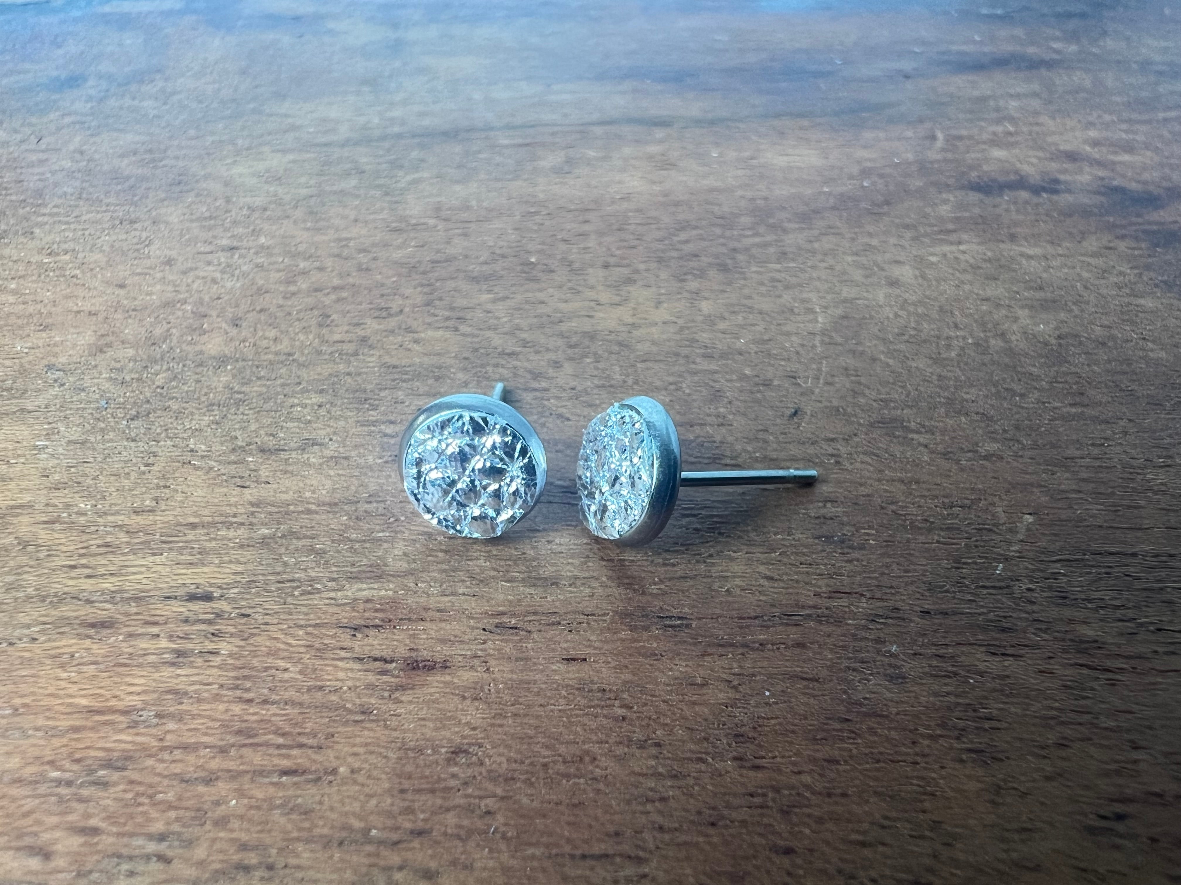 Mini Leather Stud Earrings in Stainless Steel