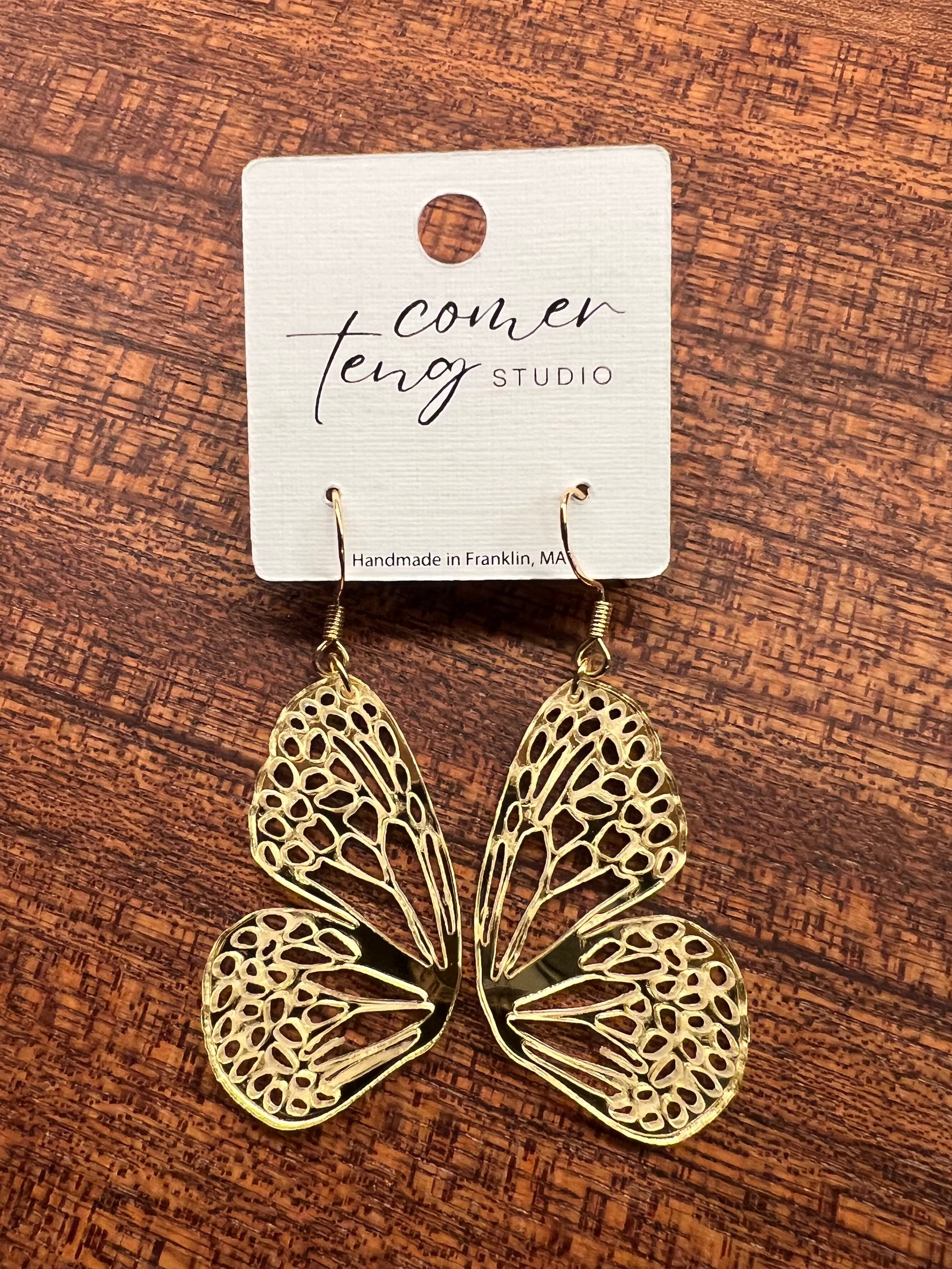 Gold Shimmer Mini Butterfly Earrings