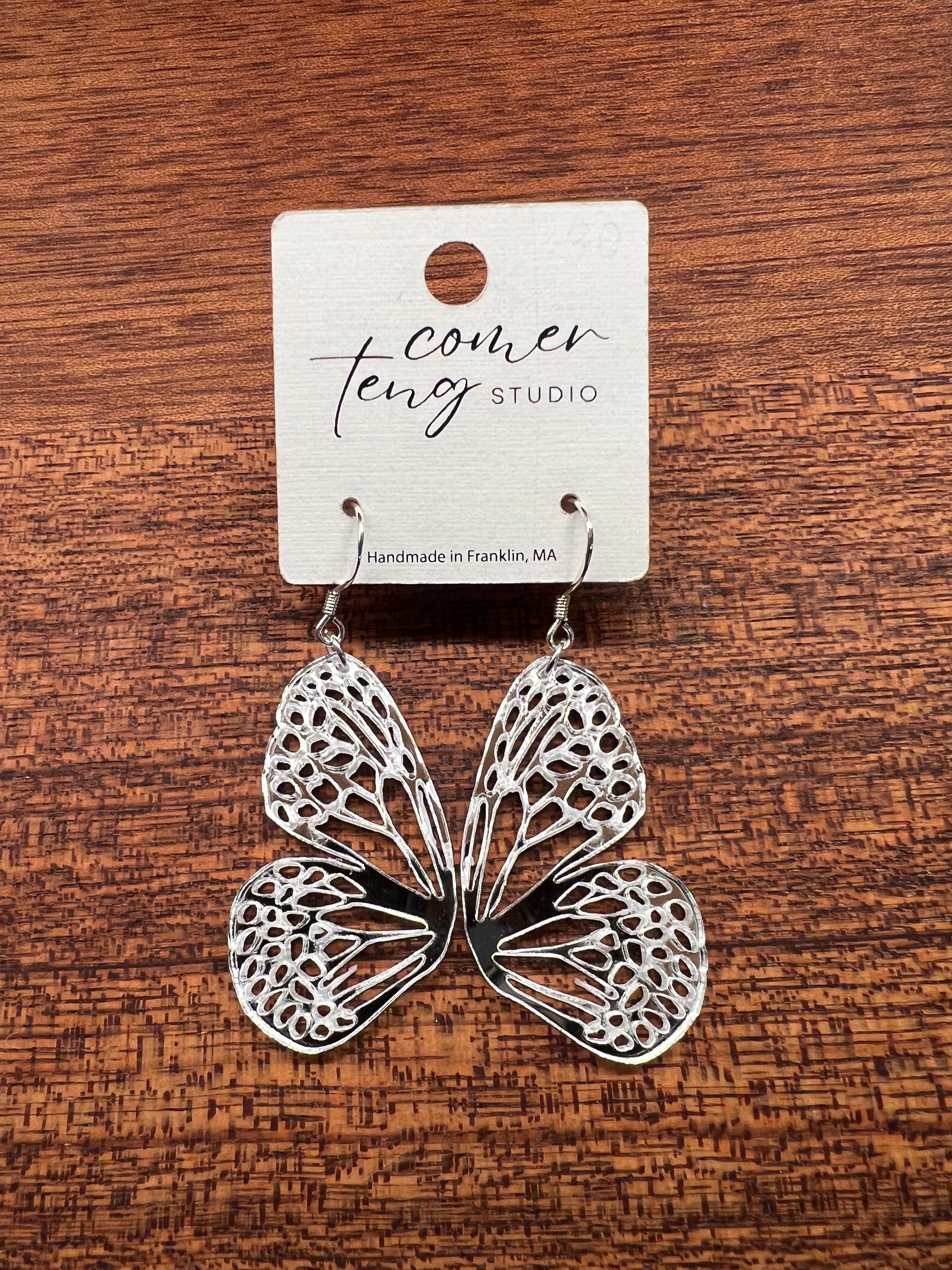 Silver Shimmer Mini Butterfly Earrings