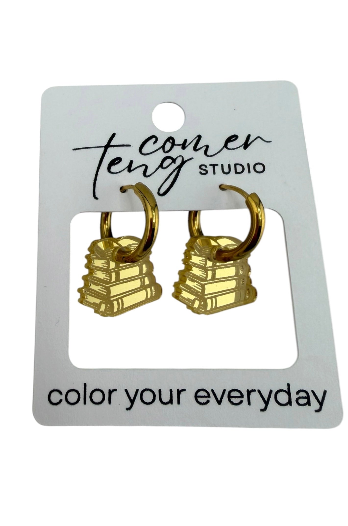 Stack of Books Charm Hoop Earrings
