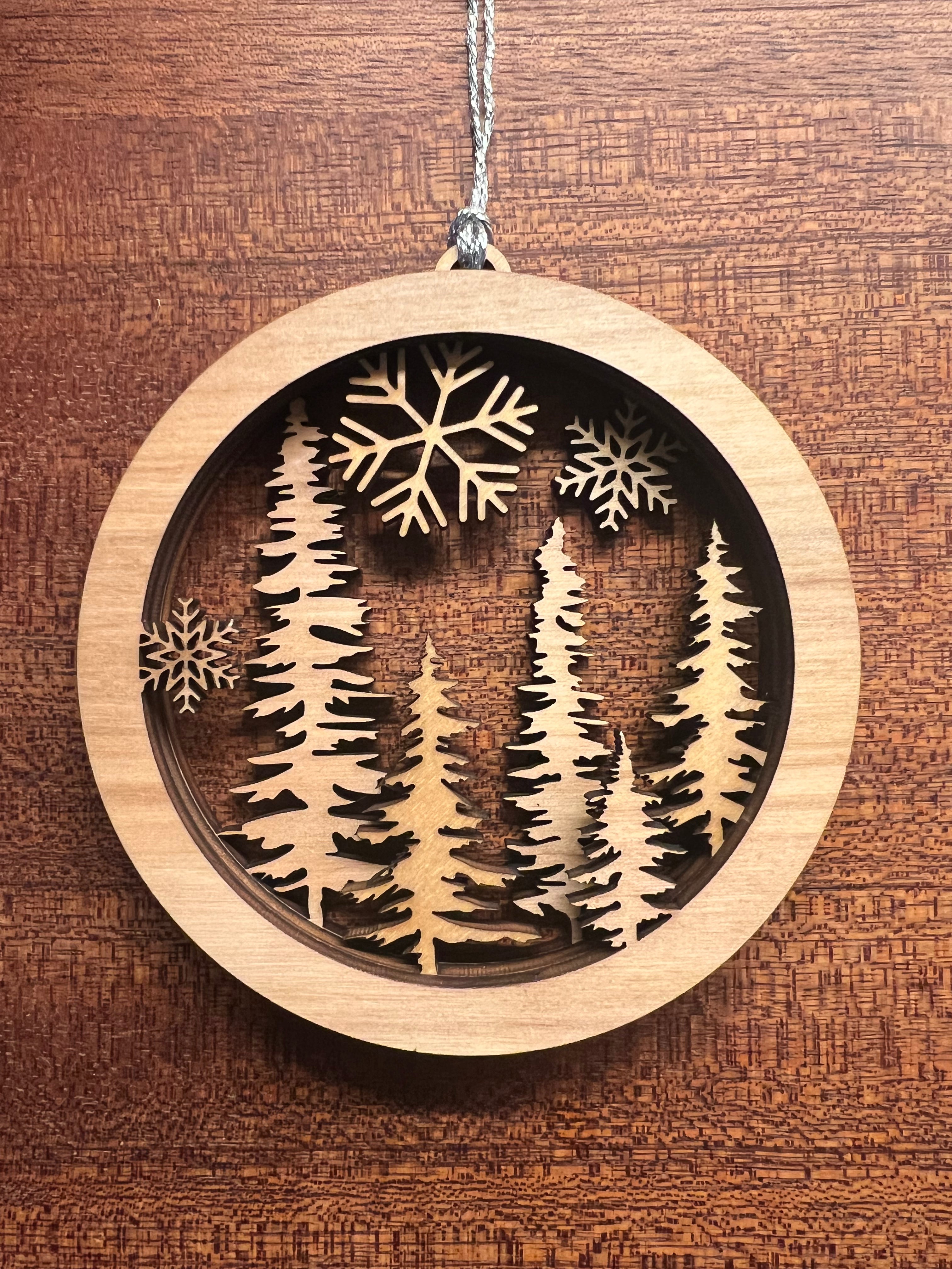 Pine Trees in the Snow Ornament