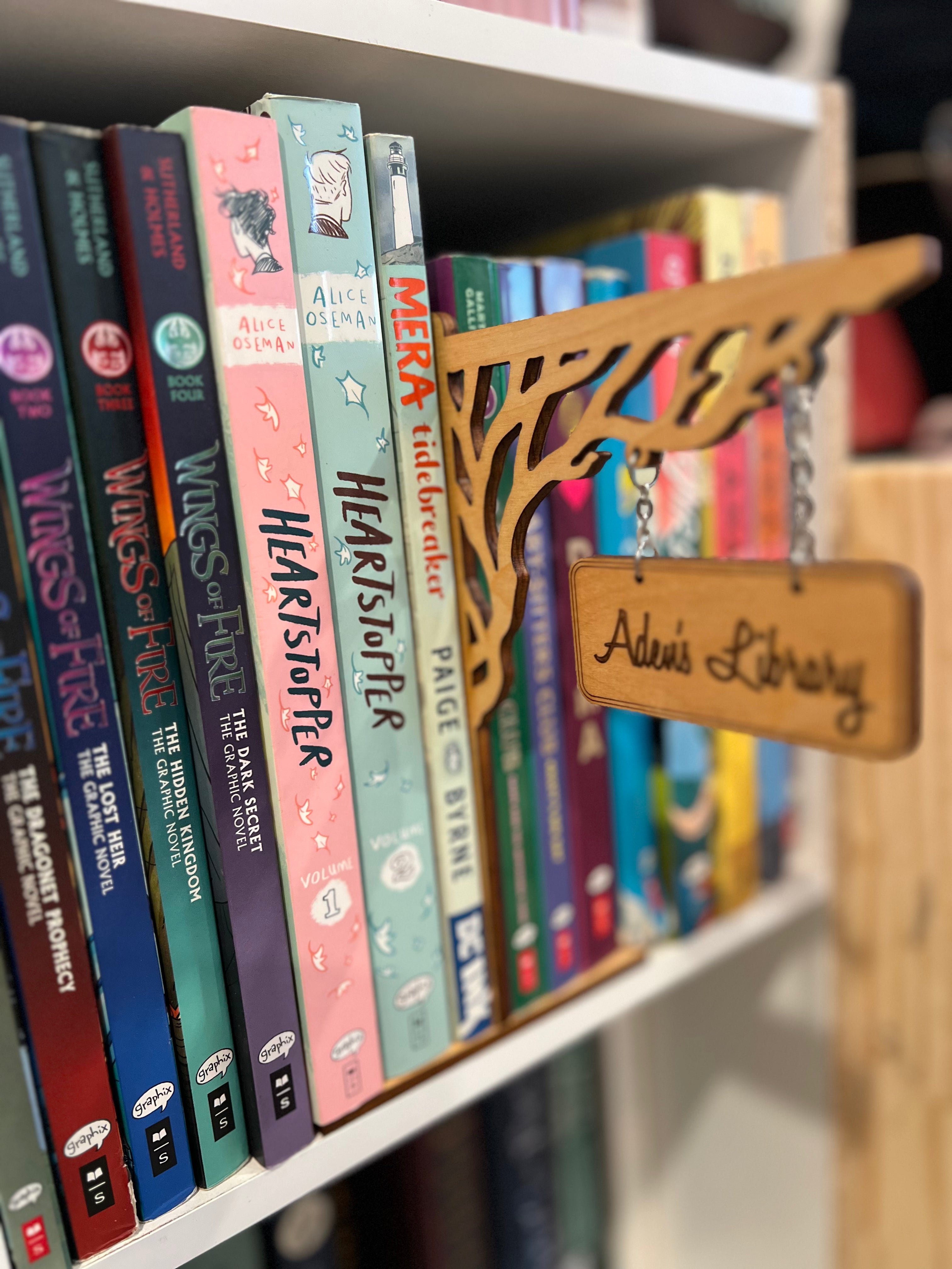 Personalized Wooden Bookshelf Tree Sign