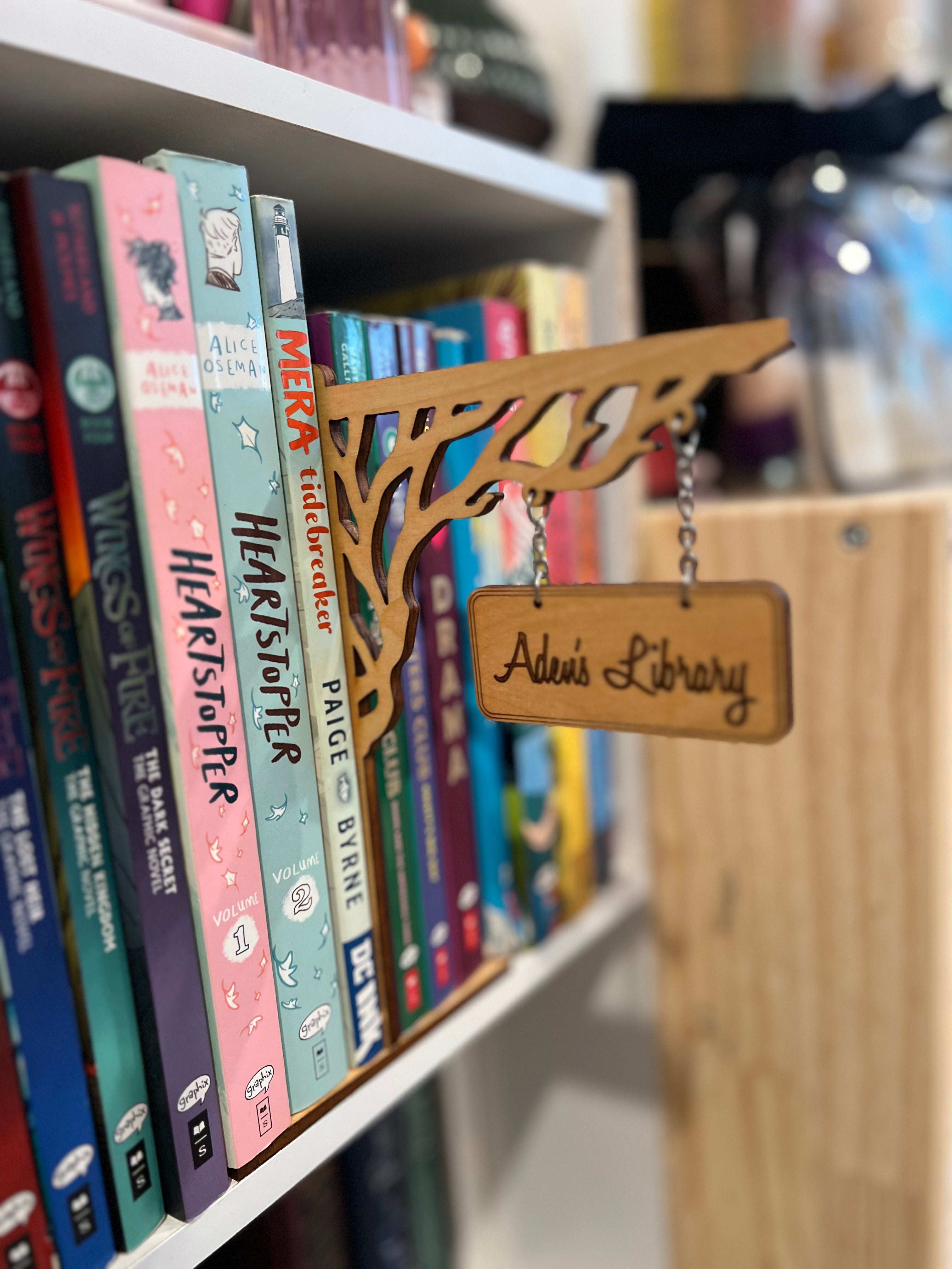 Personalized Wooden Bookshelf Tree Sign