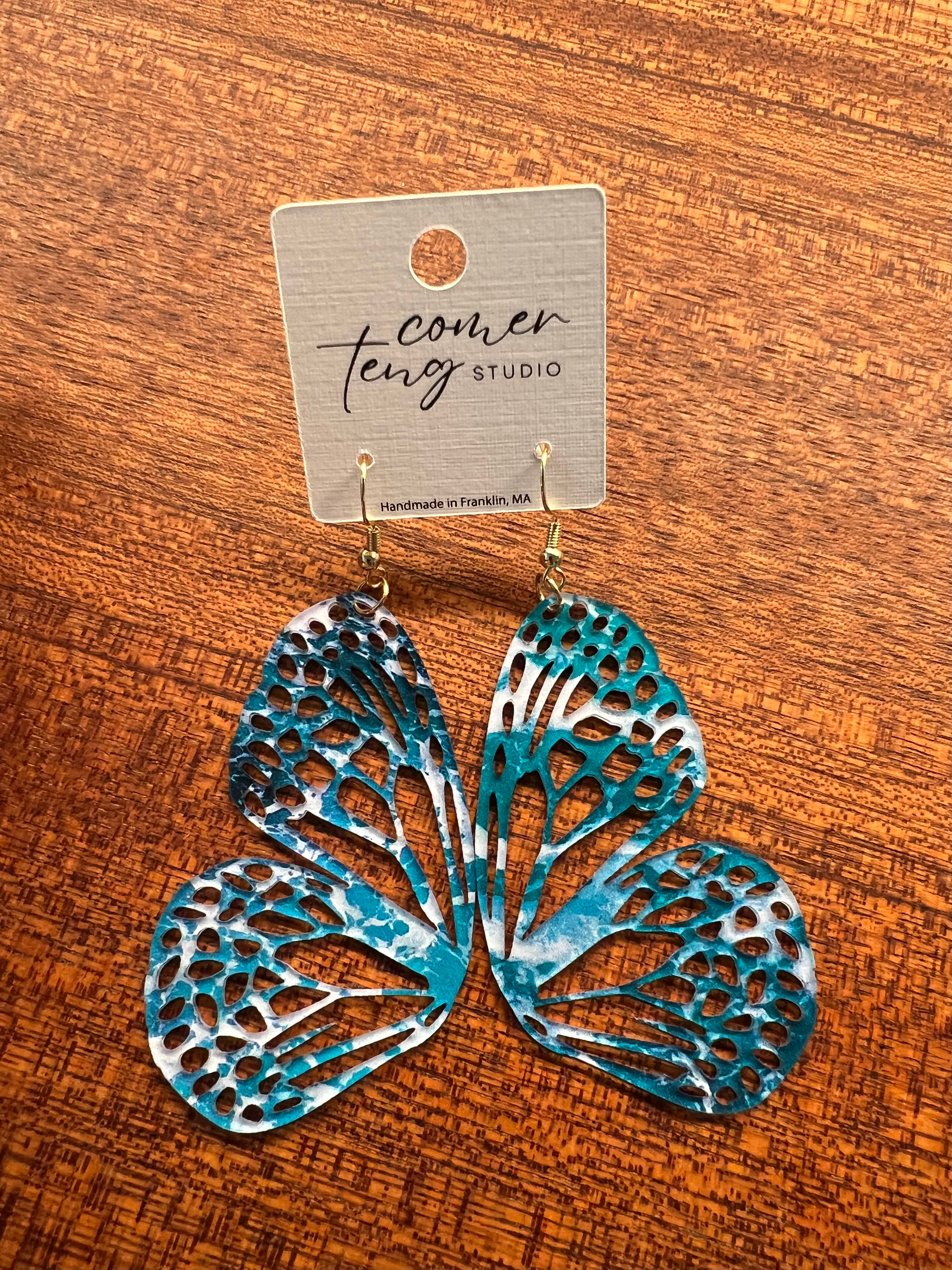 Wings of the Tides – Ocean Butterfly Earrings in Three Sizes