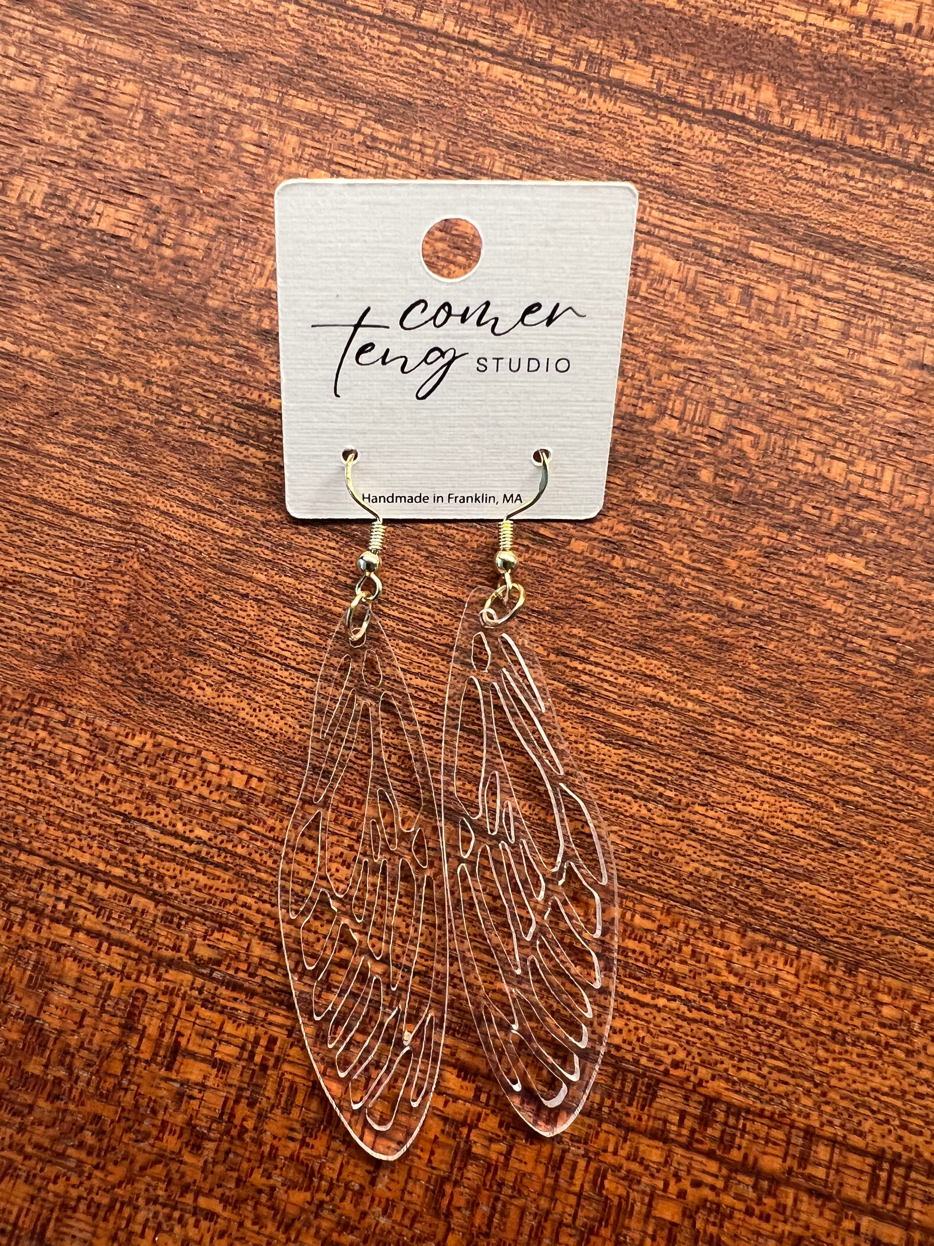 Wings of Air – Clear Cicada Earrings