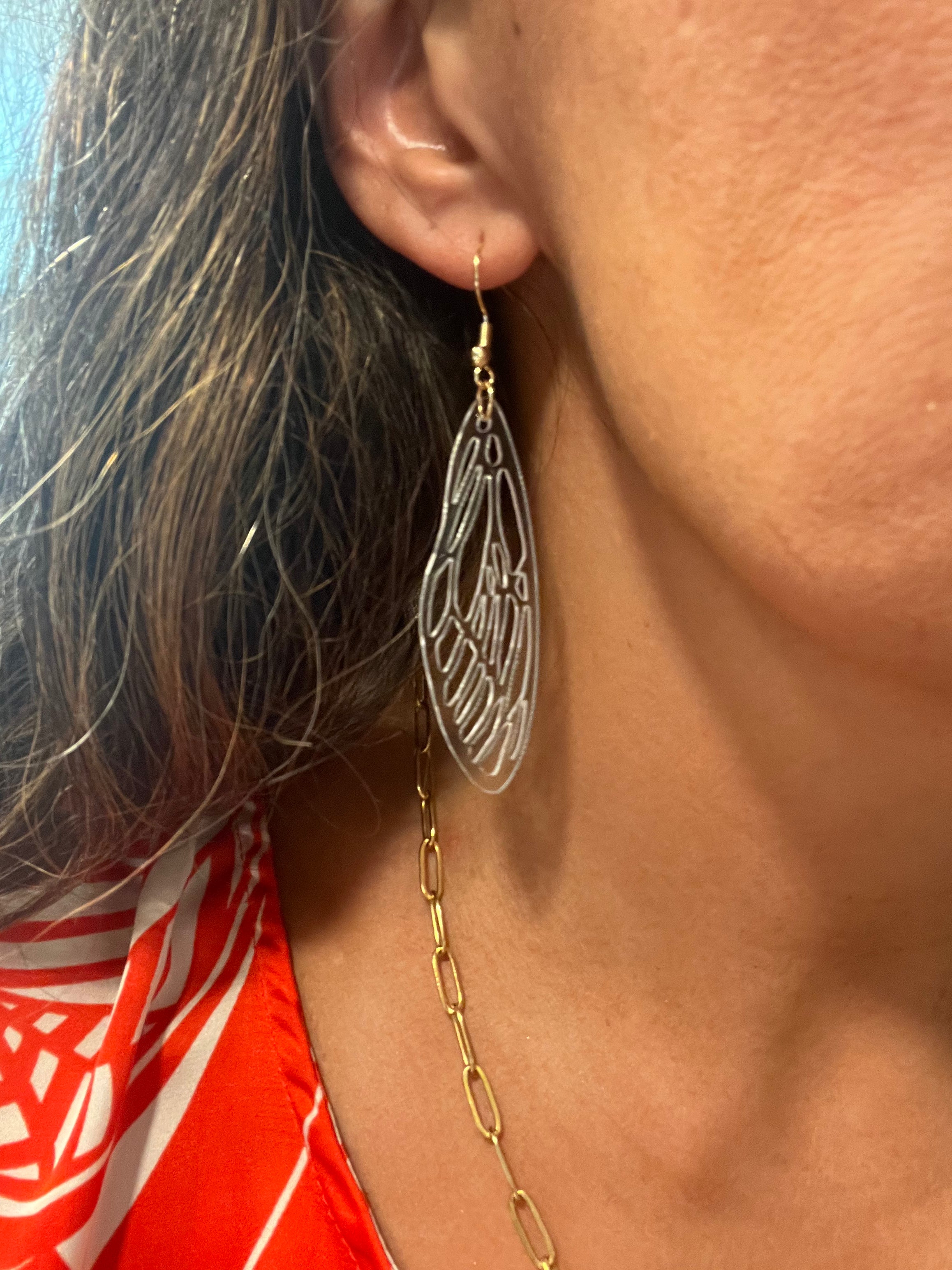 Wings of Air – Clear Cicada Earrings