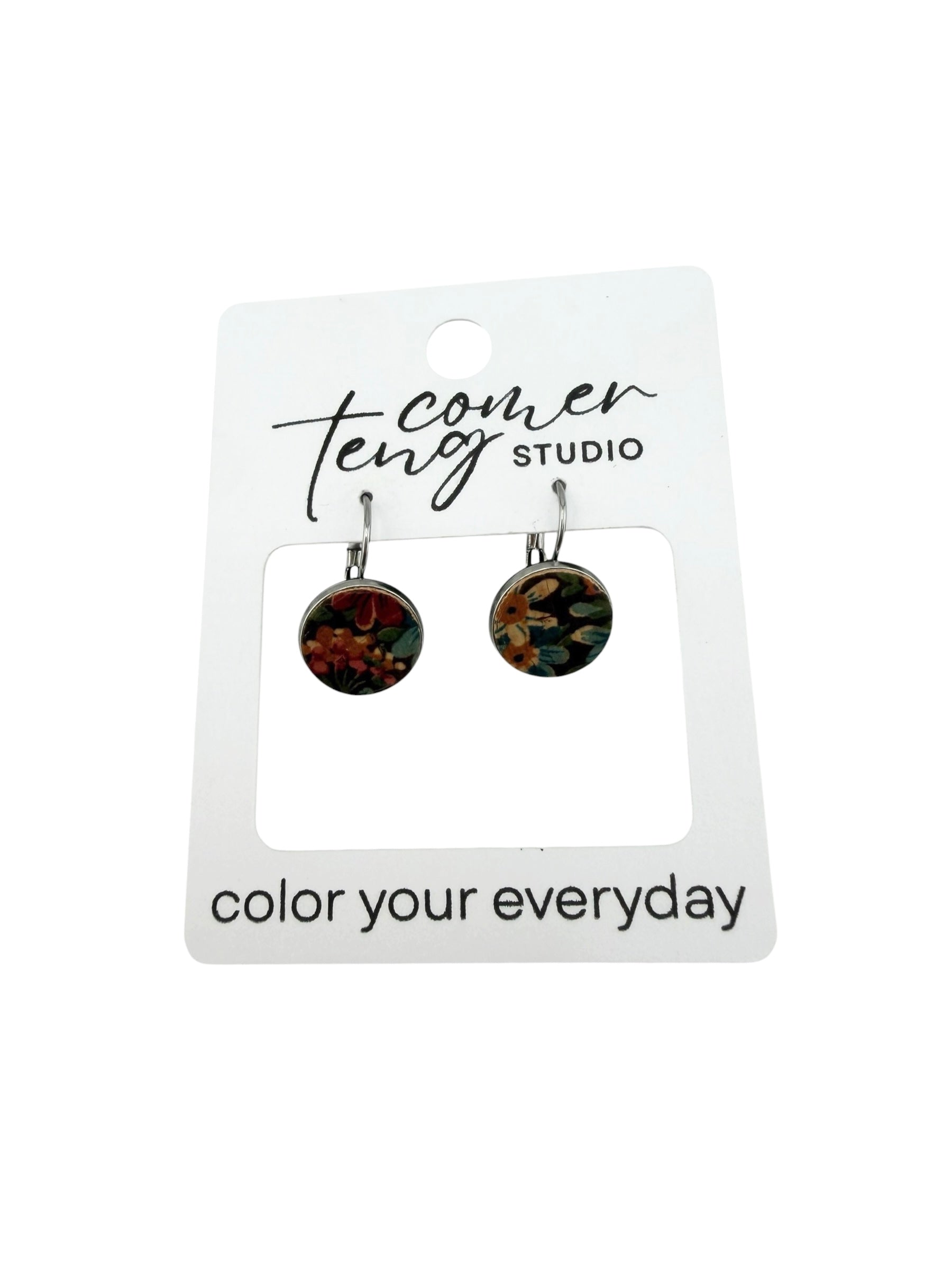 Autumn Floral Cork Leverback Earrings