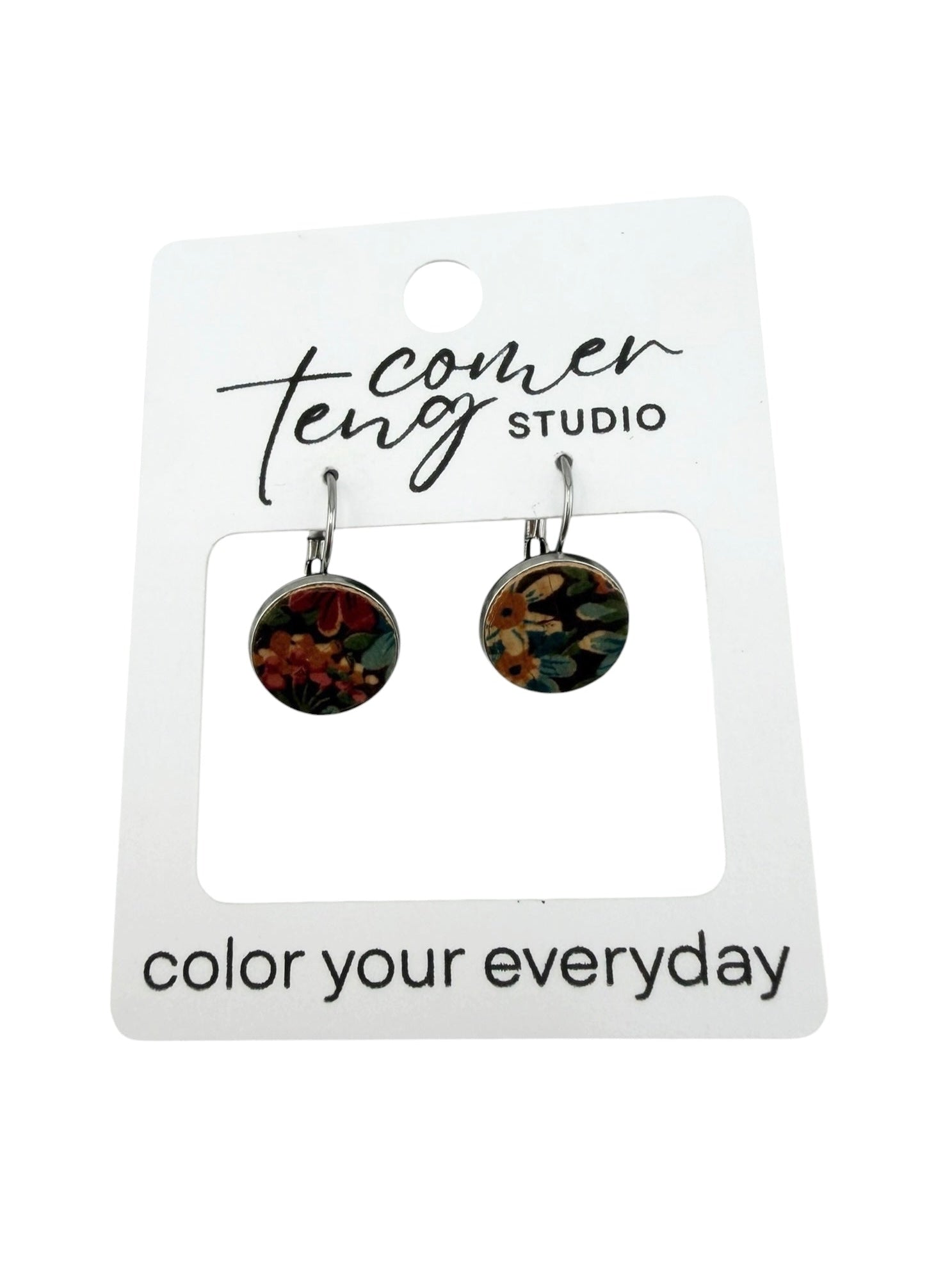 Dark Autumn Floral Leverback Earrings