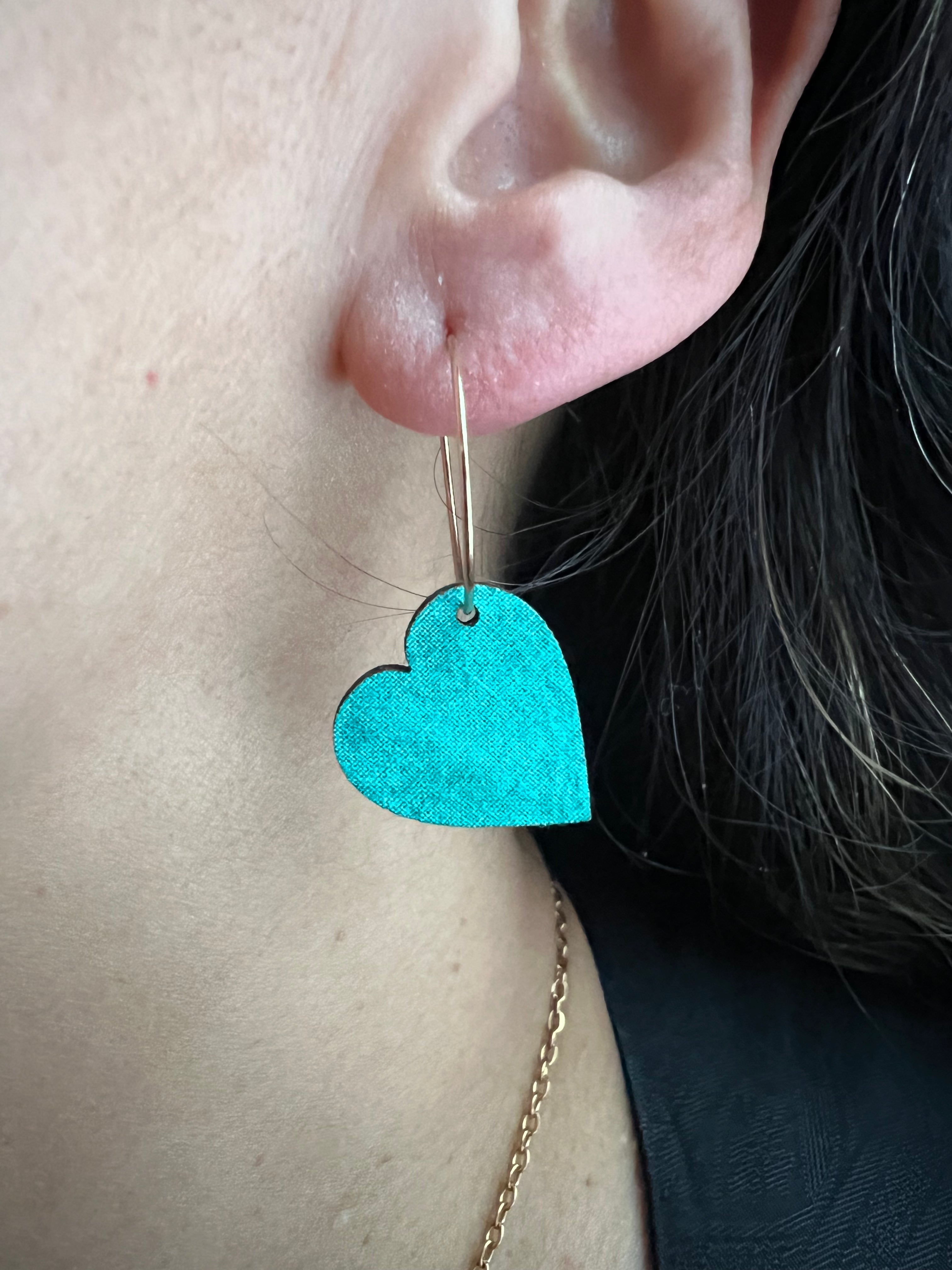 Sea & Sky Hearts – Upcycled Double-Sided Heart Hoop Earrings