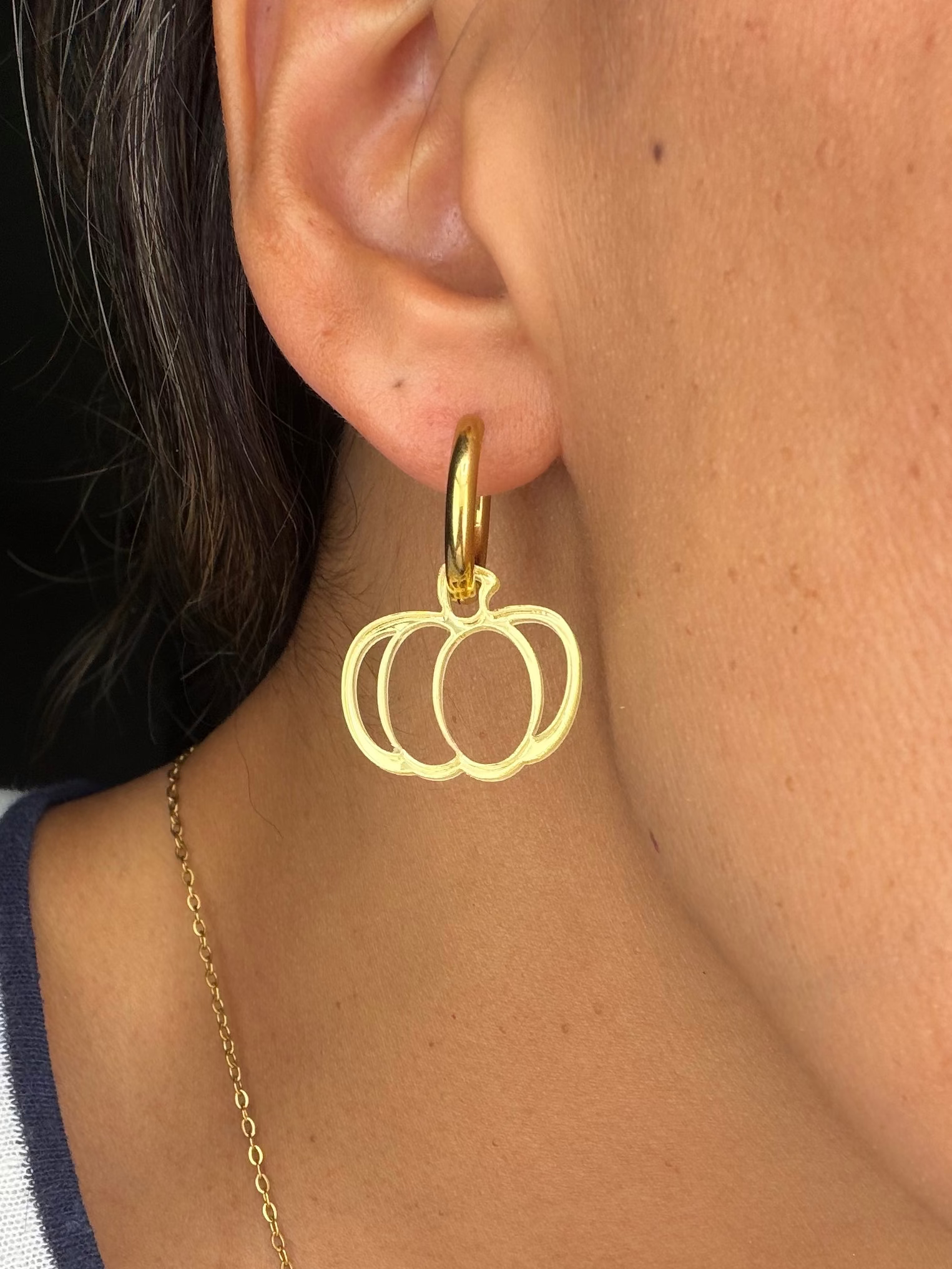 Pumpkin Charm Hoop Earrings