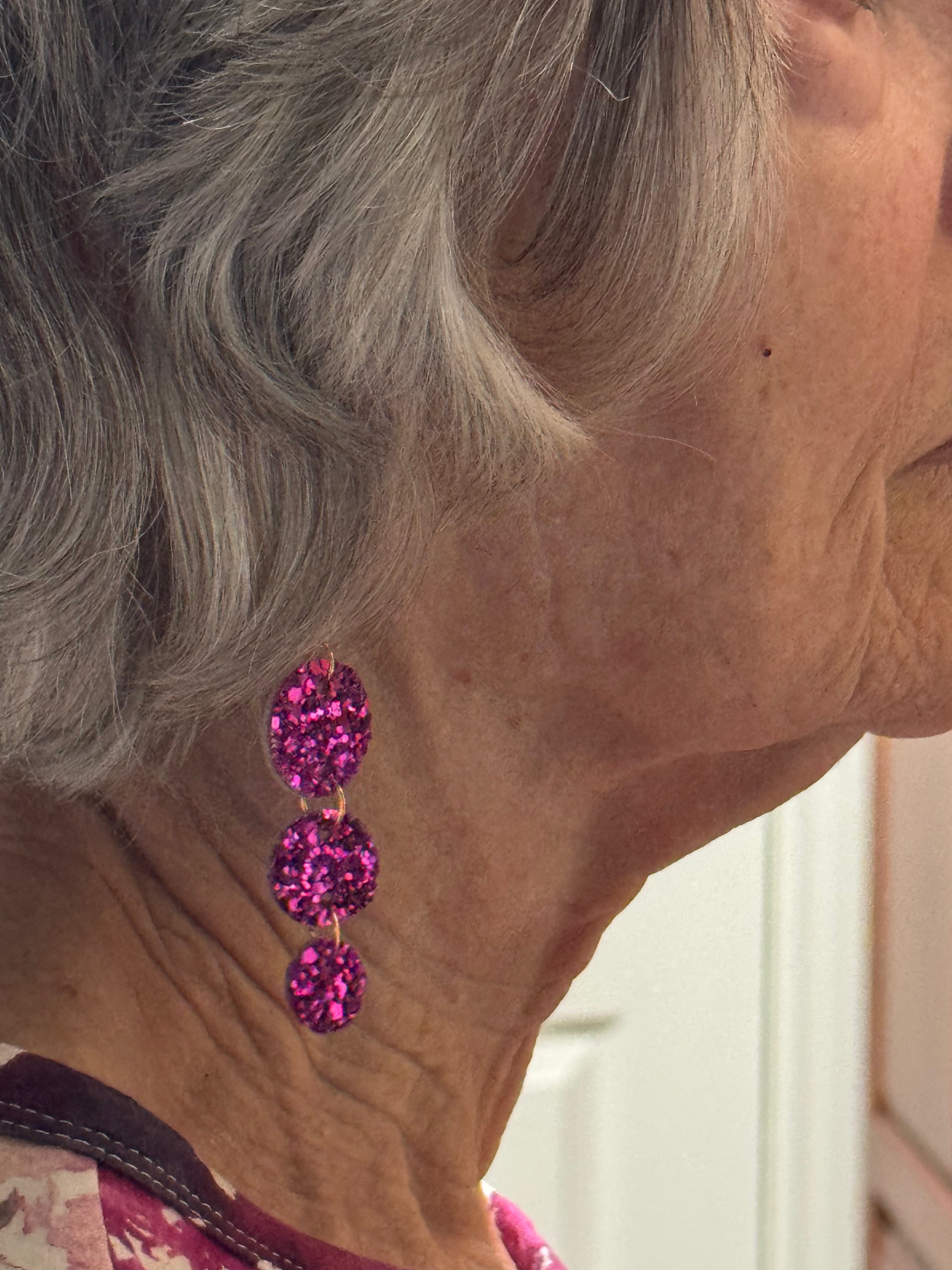 Pink Sparkle Trio Earrings