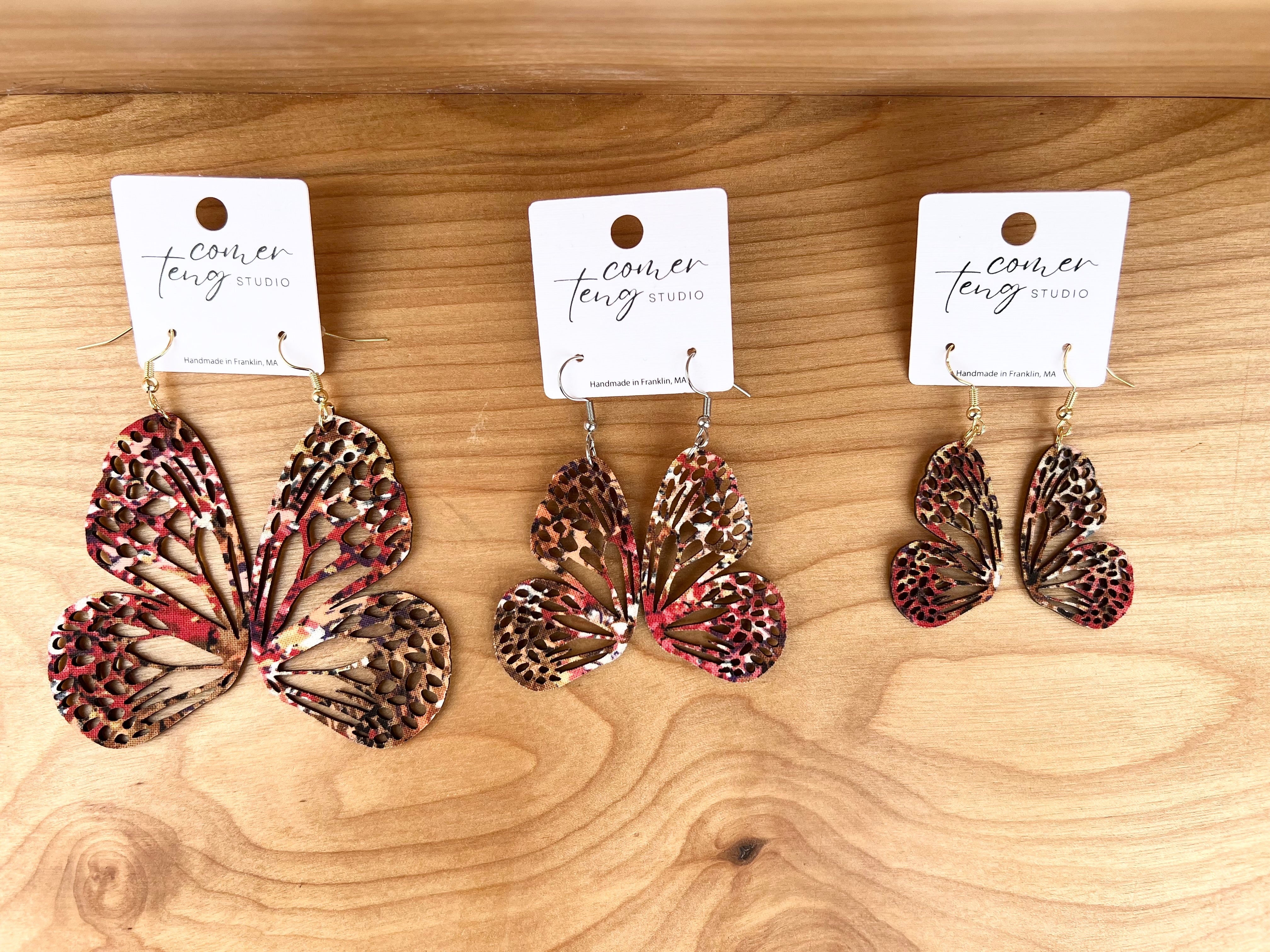Upcycled Fall Butterfly Earrings