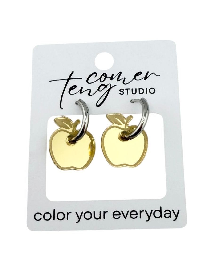 Apple Charm Hoop Earrings