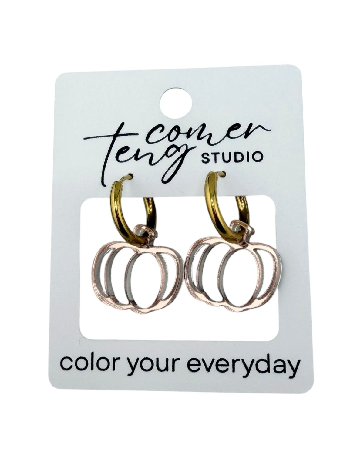 Shimmer Pumpkin Charm Hoop Earrings