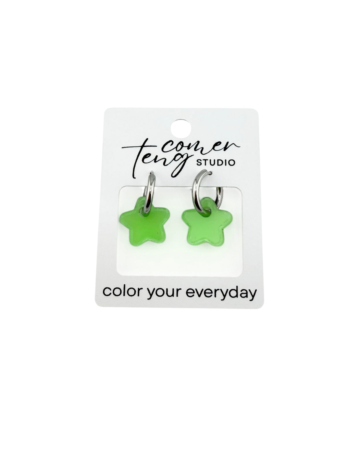 Glow-in-the-Dark Star Charm Hoop Earrings