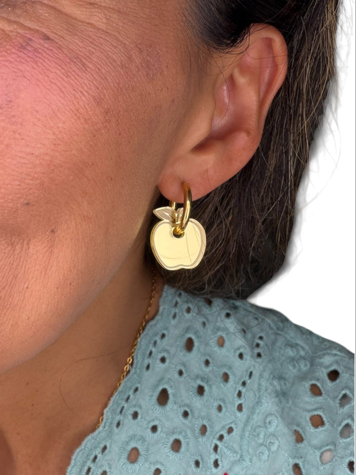 Apple Charm Hoop Earrings