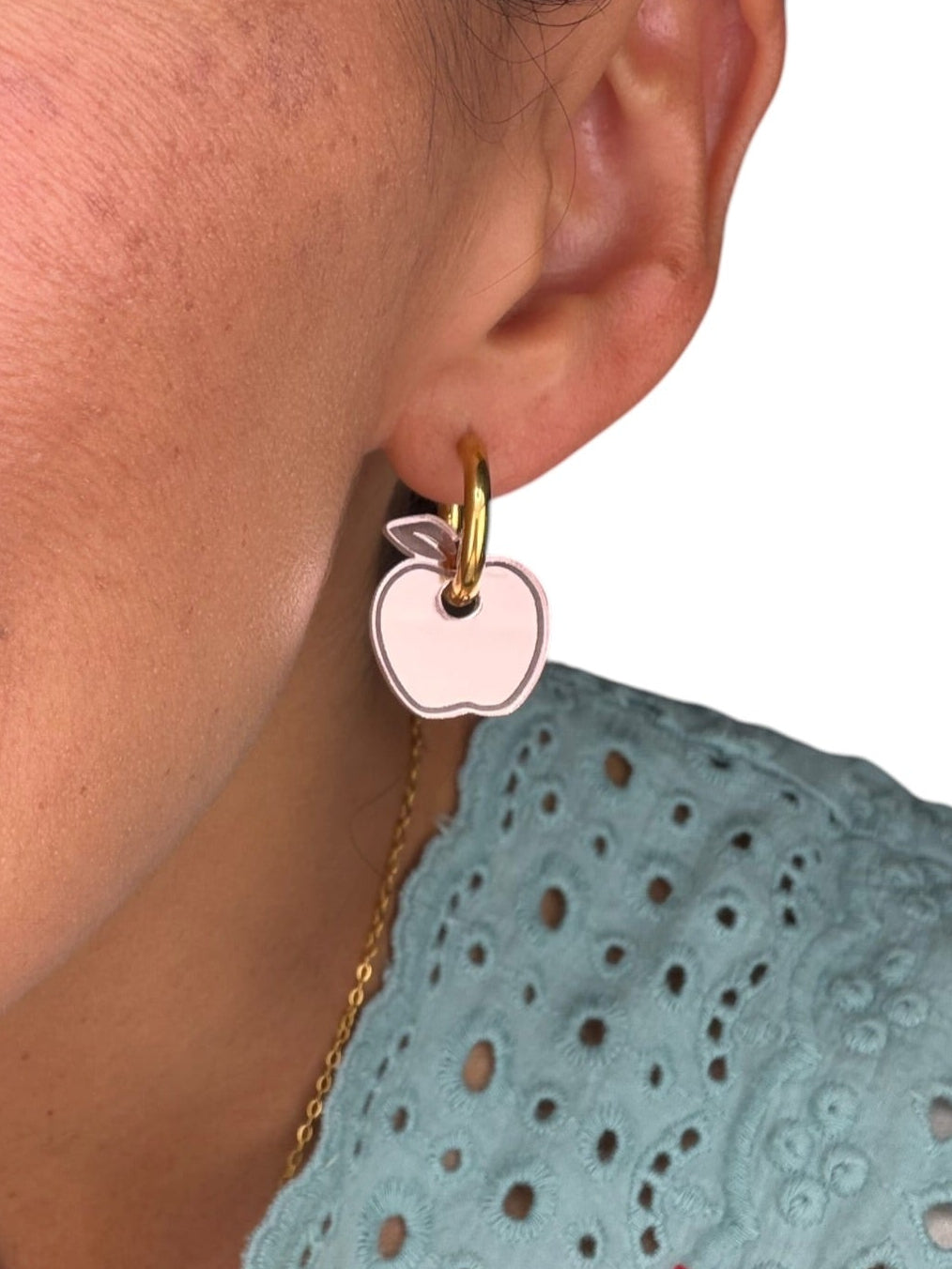 Apple Charm Hoop Earrings