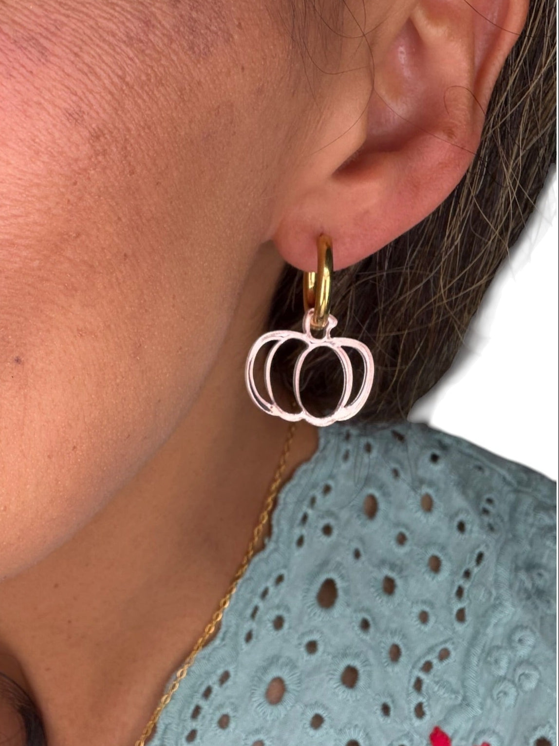 Shimmer Pumpkin Charm Hoop Earrings