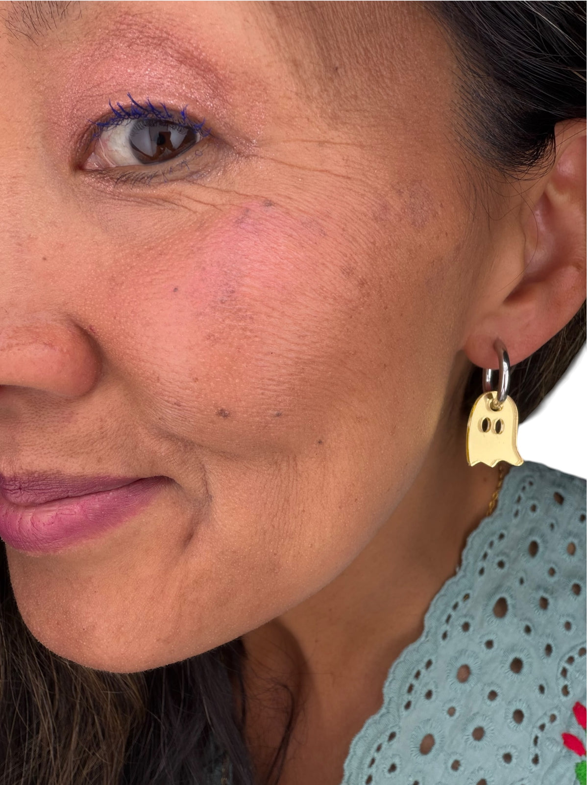 Gold Shimmer Gold Charm Hoop Earrings
