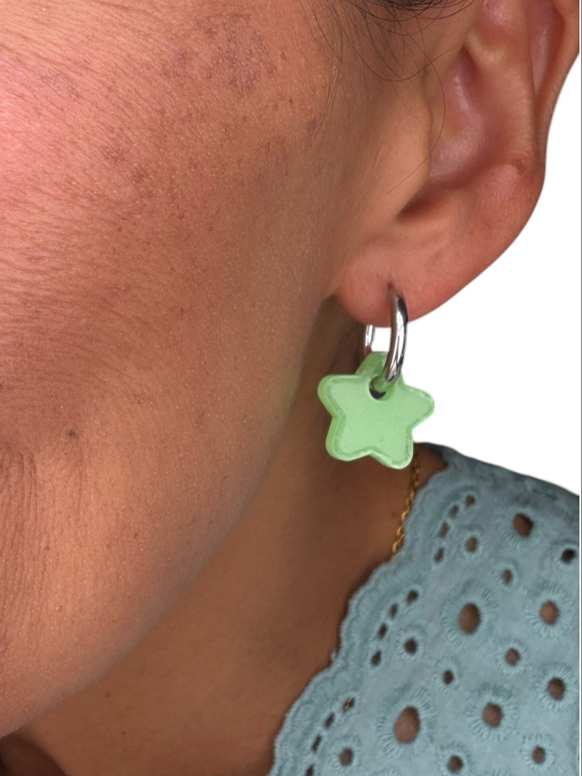 Glow-in-the-Dark Star Charm Hoop Earrings | Interchangeable Charm Earrings