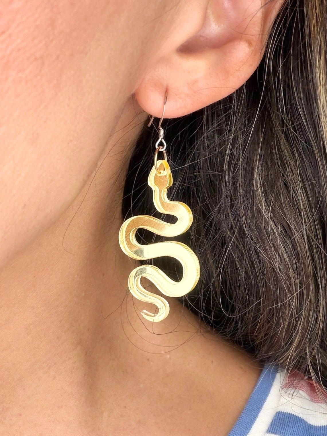 Metallic Dangle Snake Earrings | Rose Gold, Gold,Silver